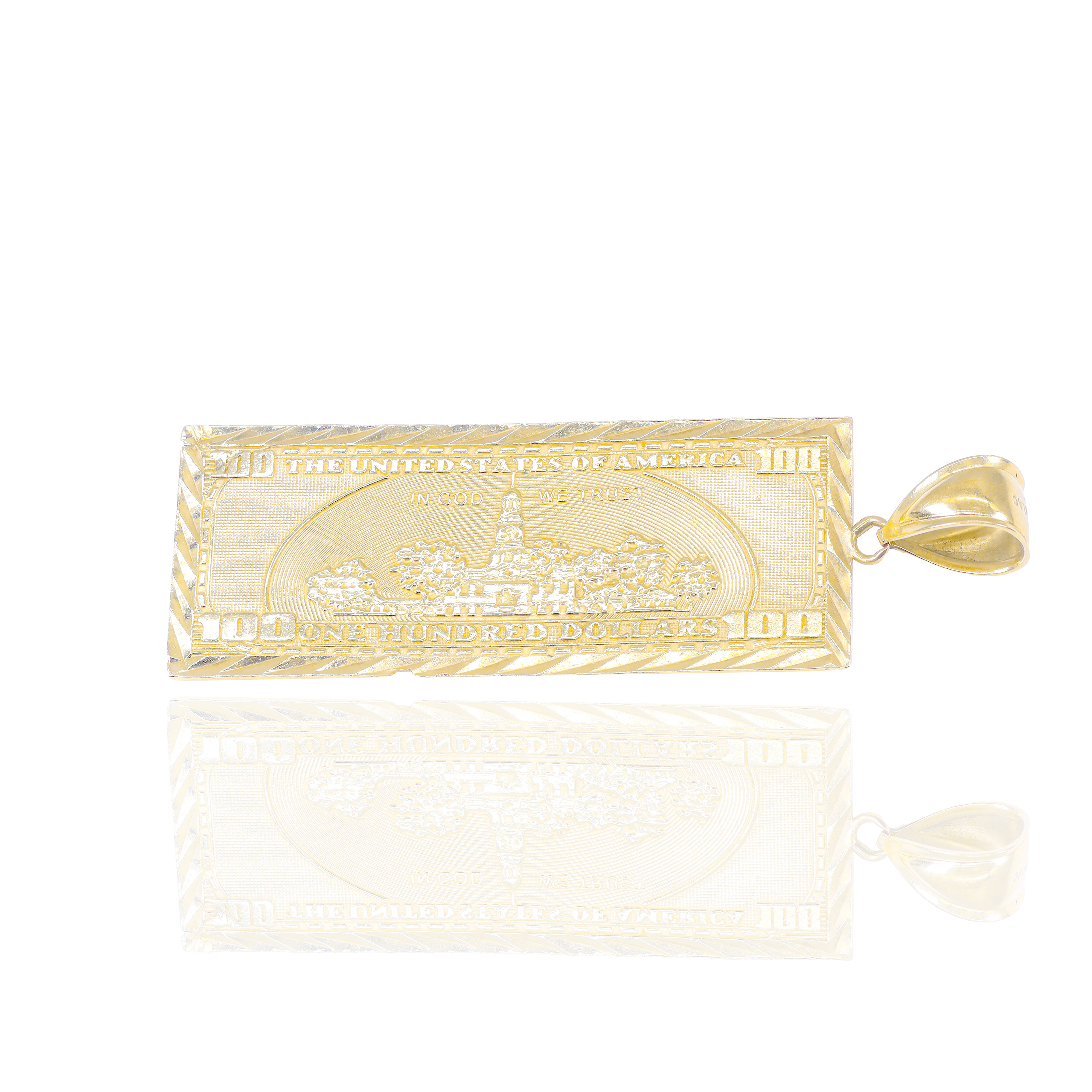 10KT Yellow Gold 100 Dollar Bill Pendant