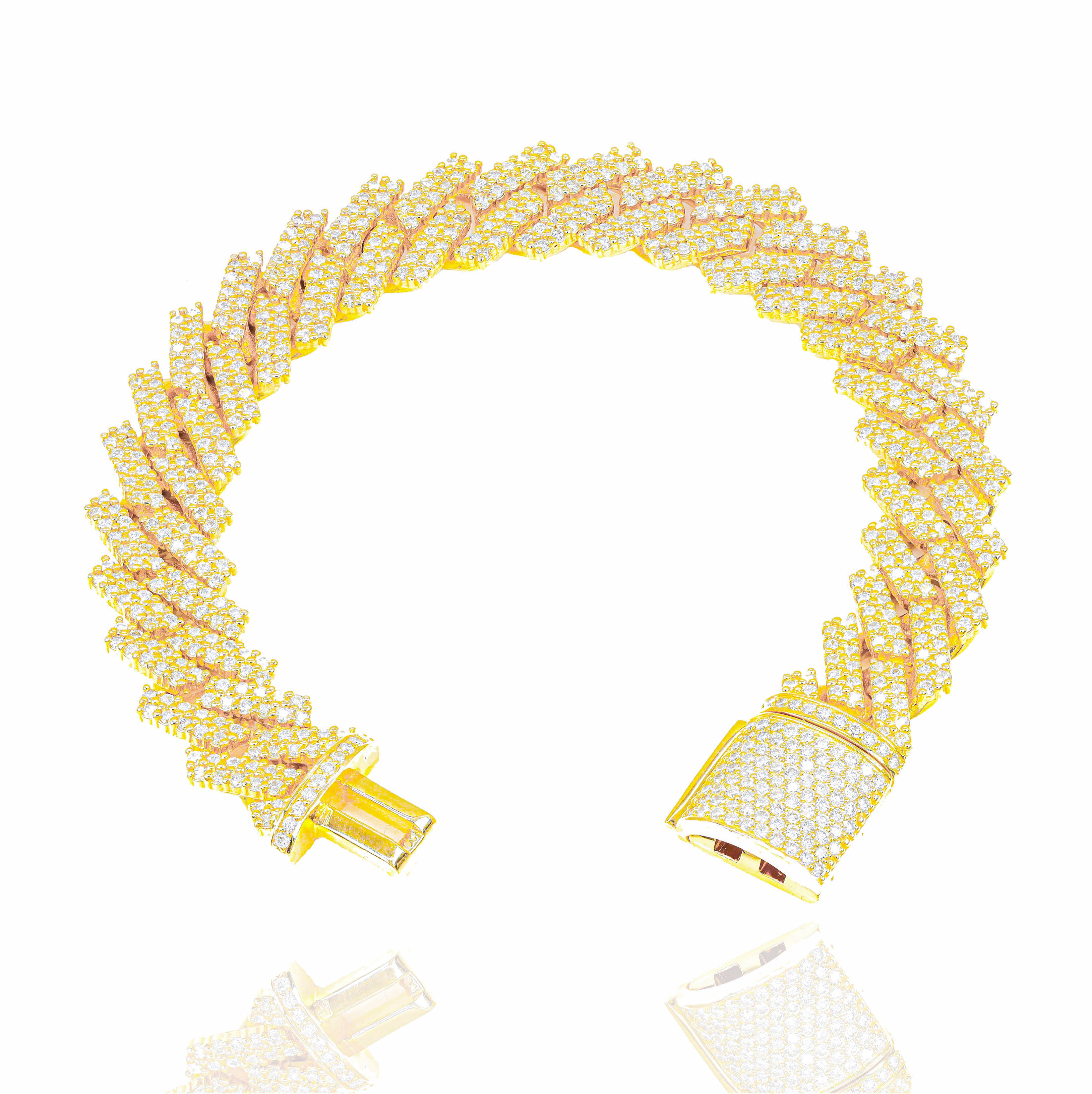12.5mm Jagged Diamond Cuban Link Bracelet