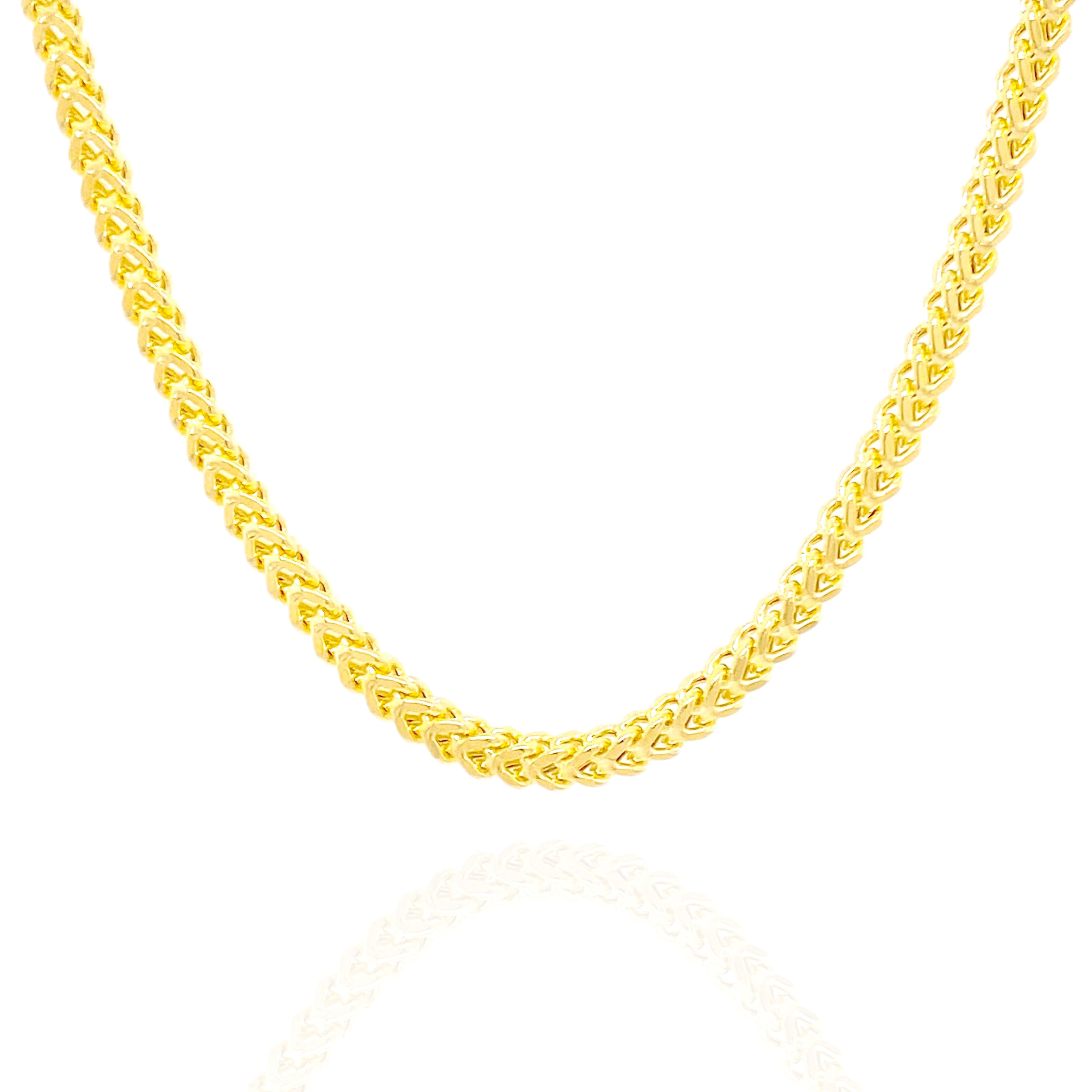 14KT Semi-Solid Square Franco Yellow Gold Chain