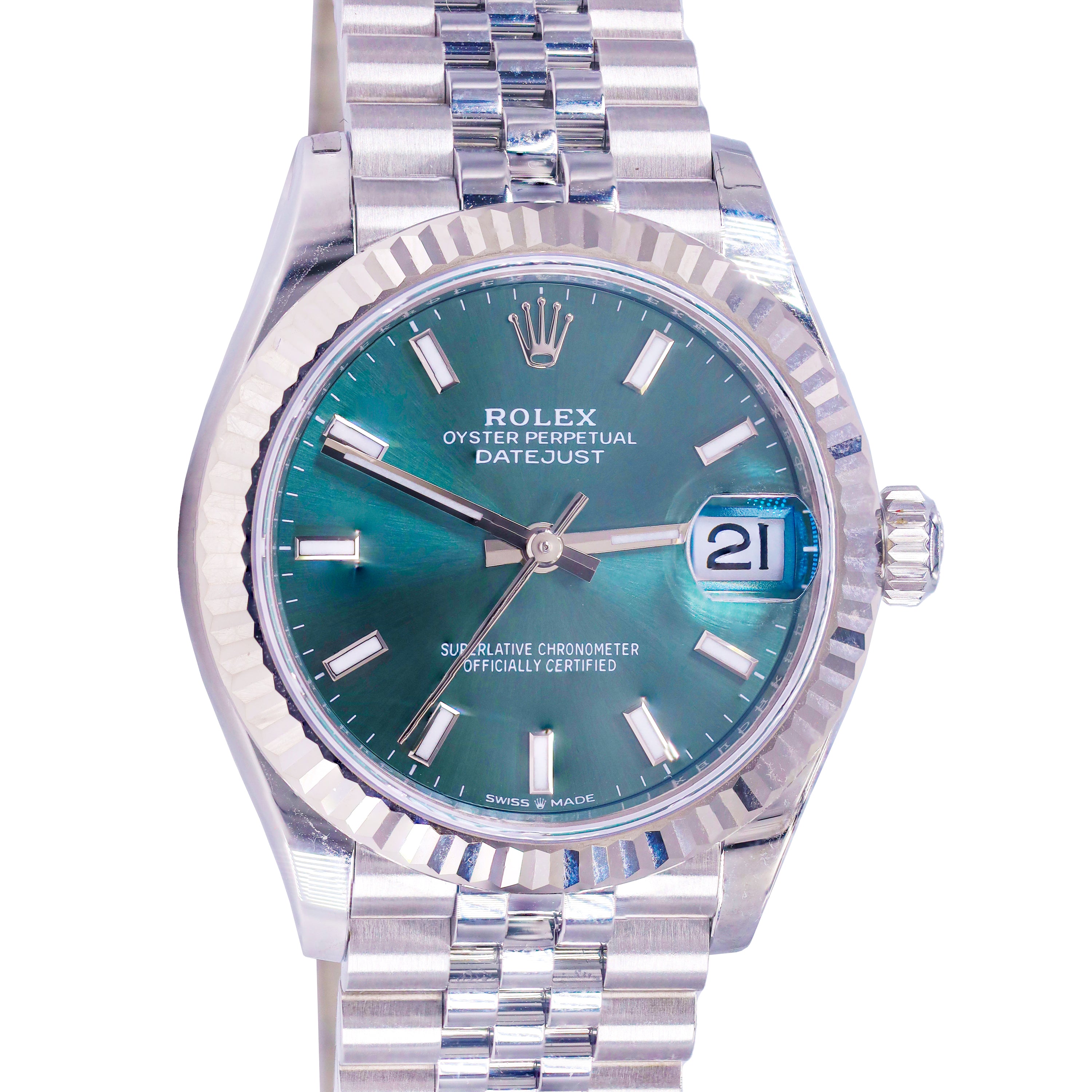 Rolex 278274 Datejust 31mm Green Stick Dial