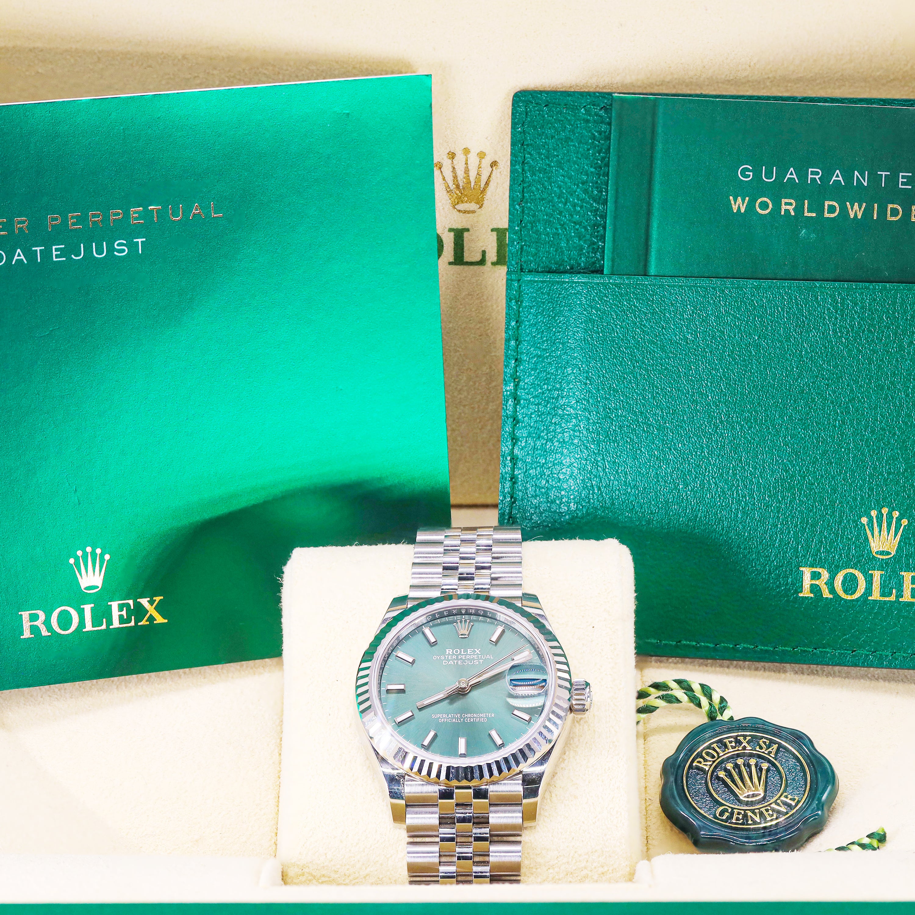 Rolex 278274 Datejust 31mm Green Stick Dial