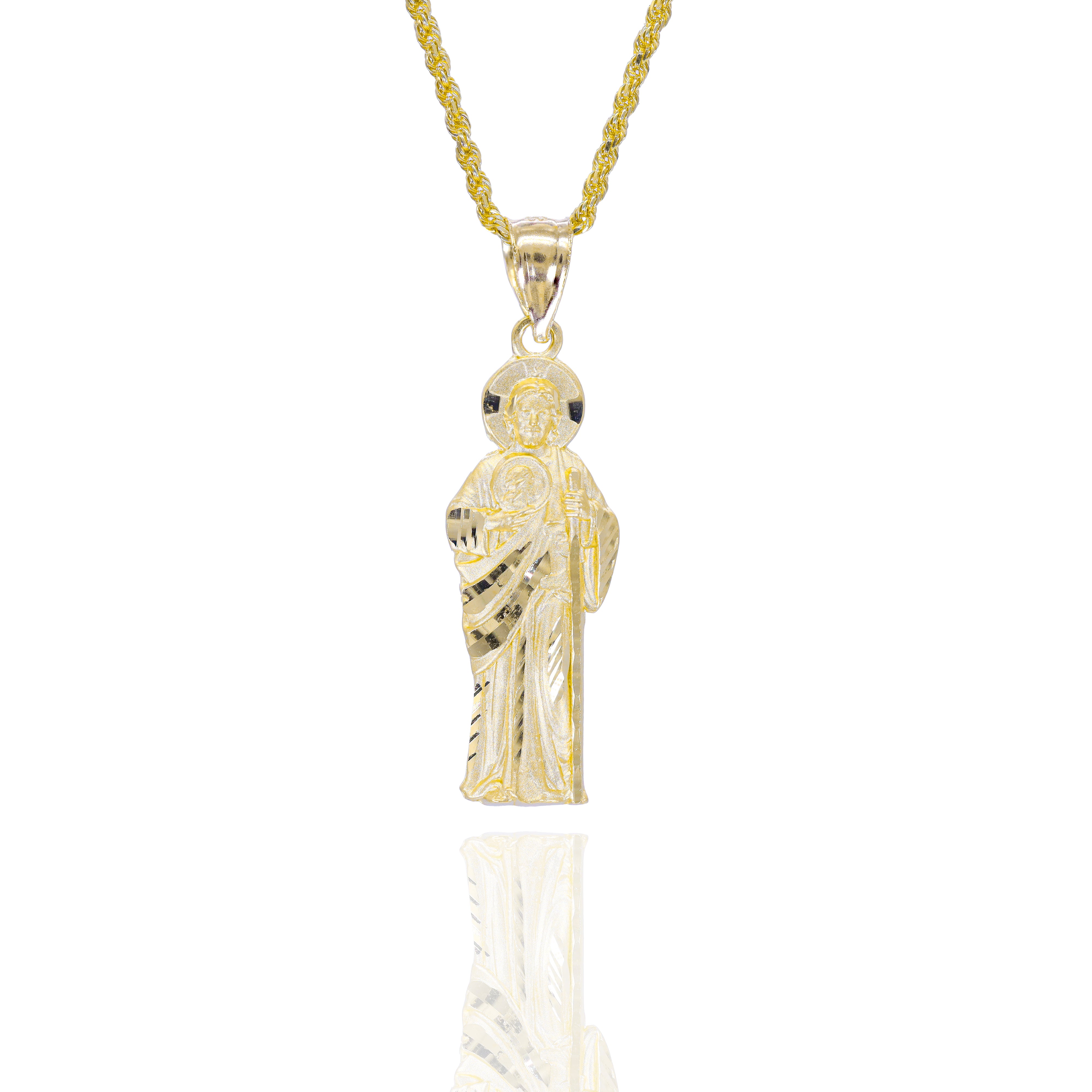 Sculptural Saint Jude Gold Pendant