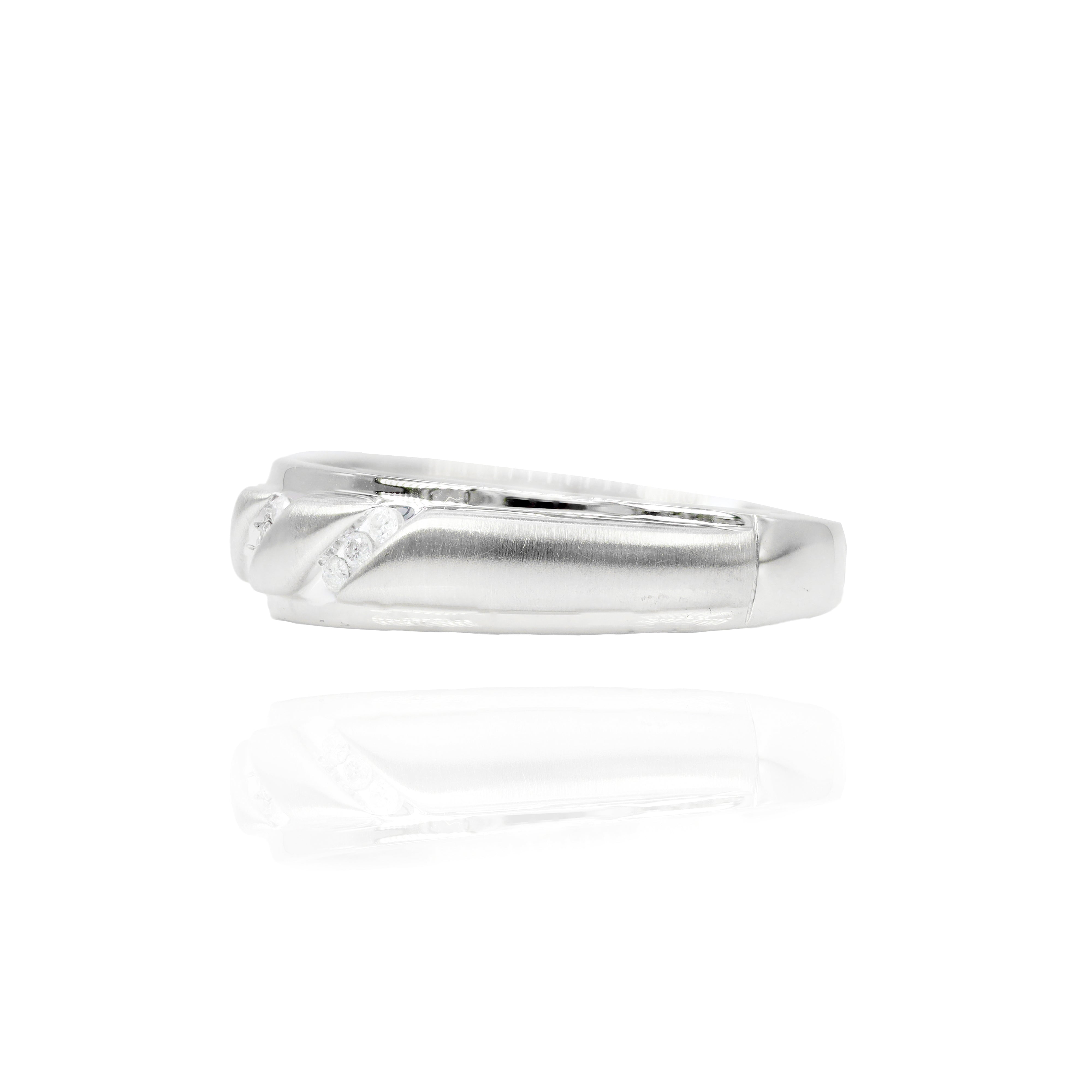 3 Row Diamond White Gold Men's Band