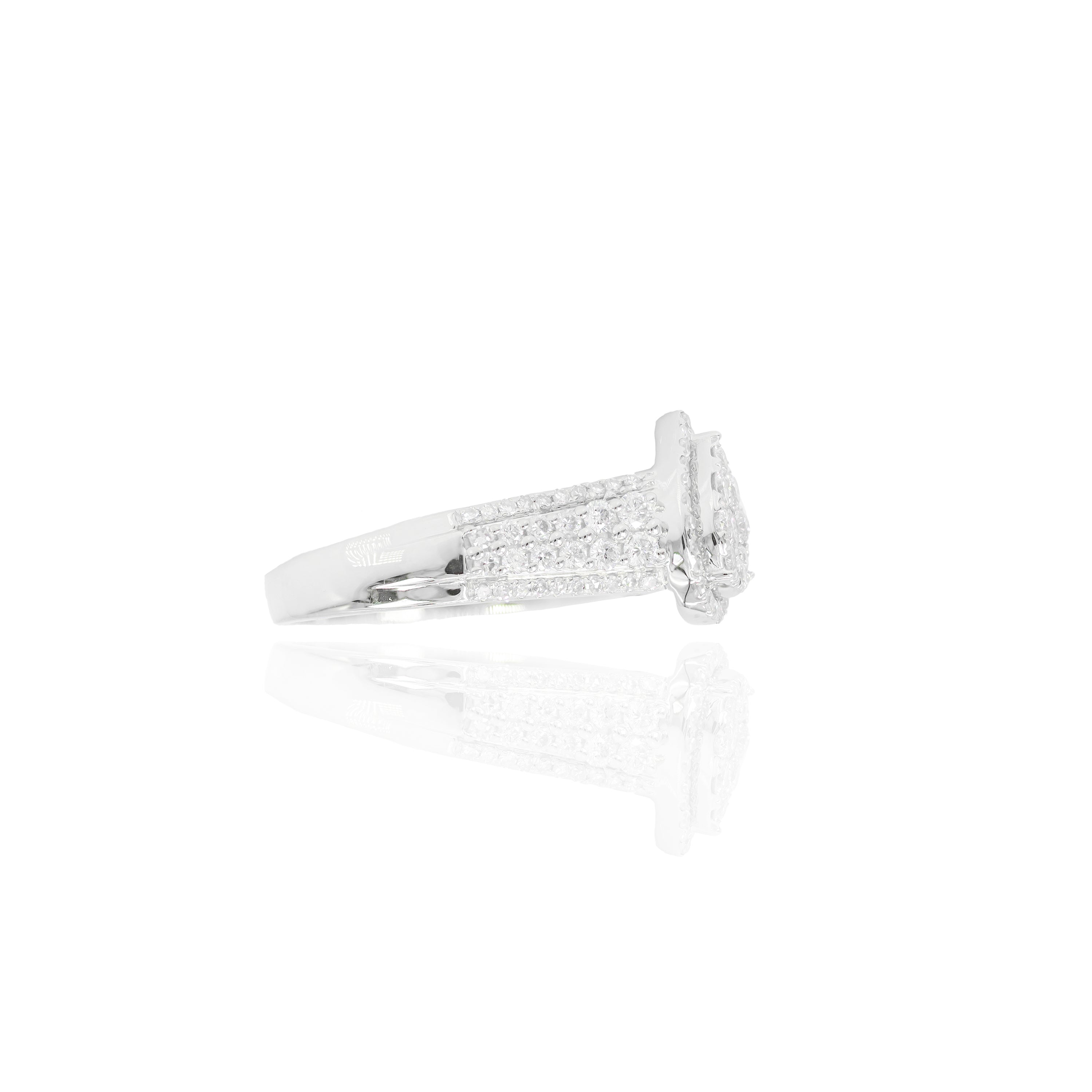 Pear Shaped Cluster Engagement Ring & Band