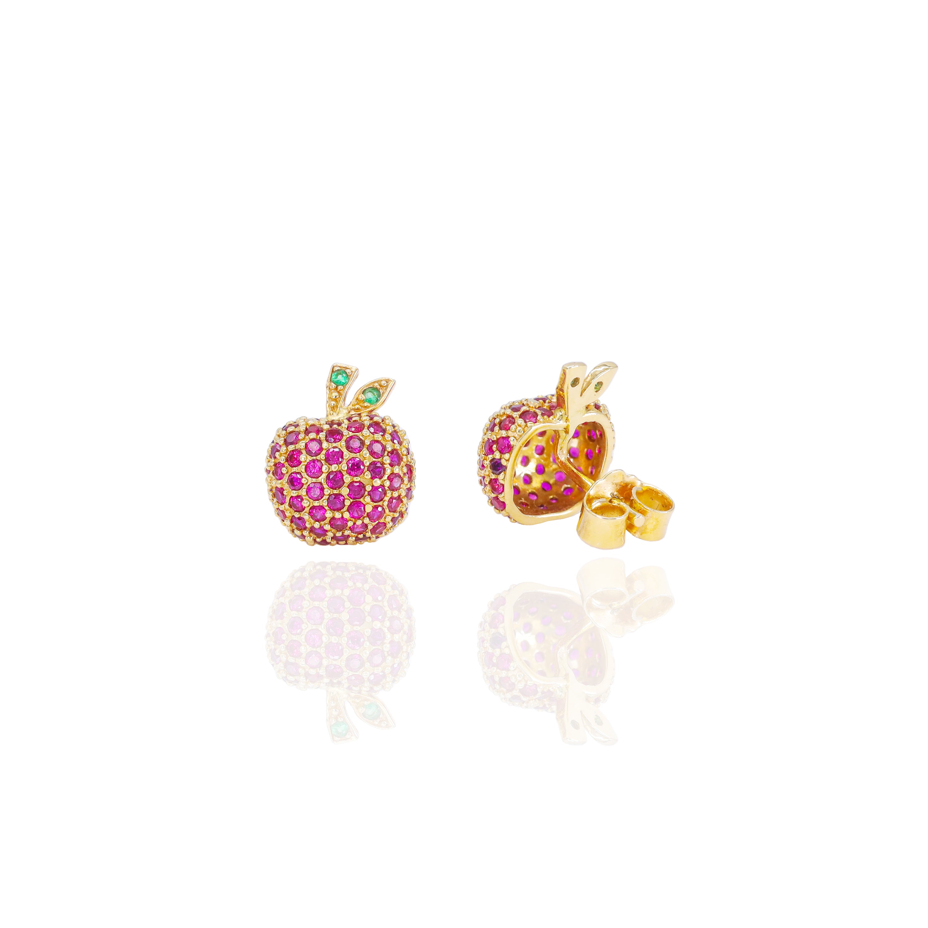 Apple Red Ruby Earrings