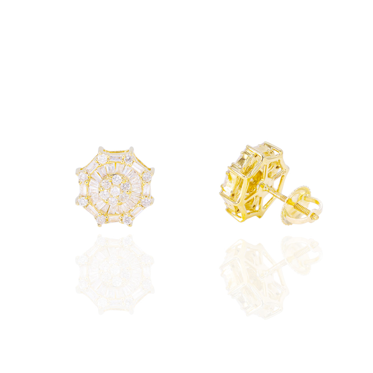 Spiked Cluster Baguette Chanel Set Diamond Earrings