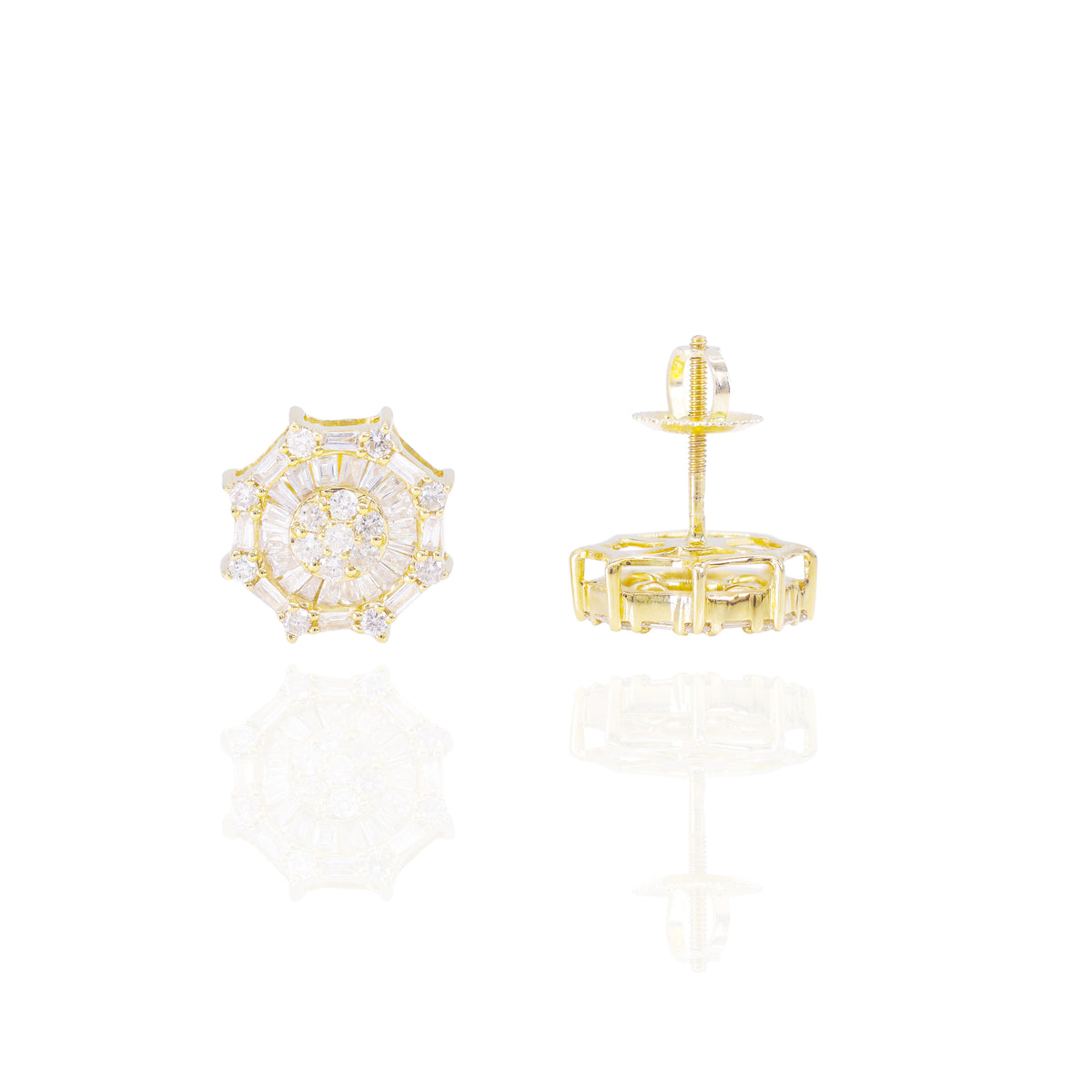 Spiked Cluster Baguette Chanel Set Diamond Earrings