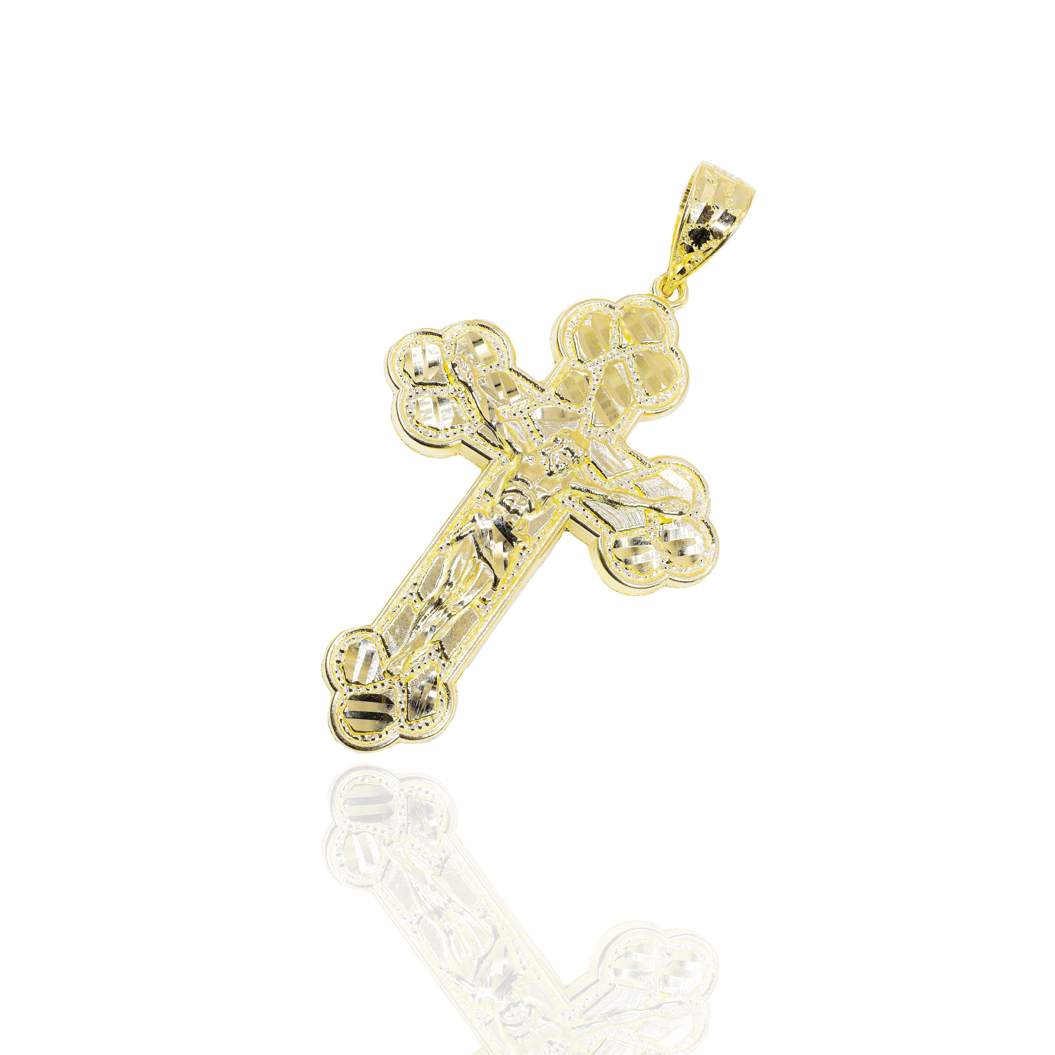 Nugget Gold Cross Jesus Pendant