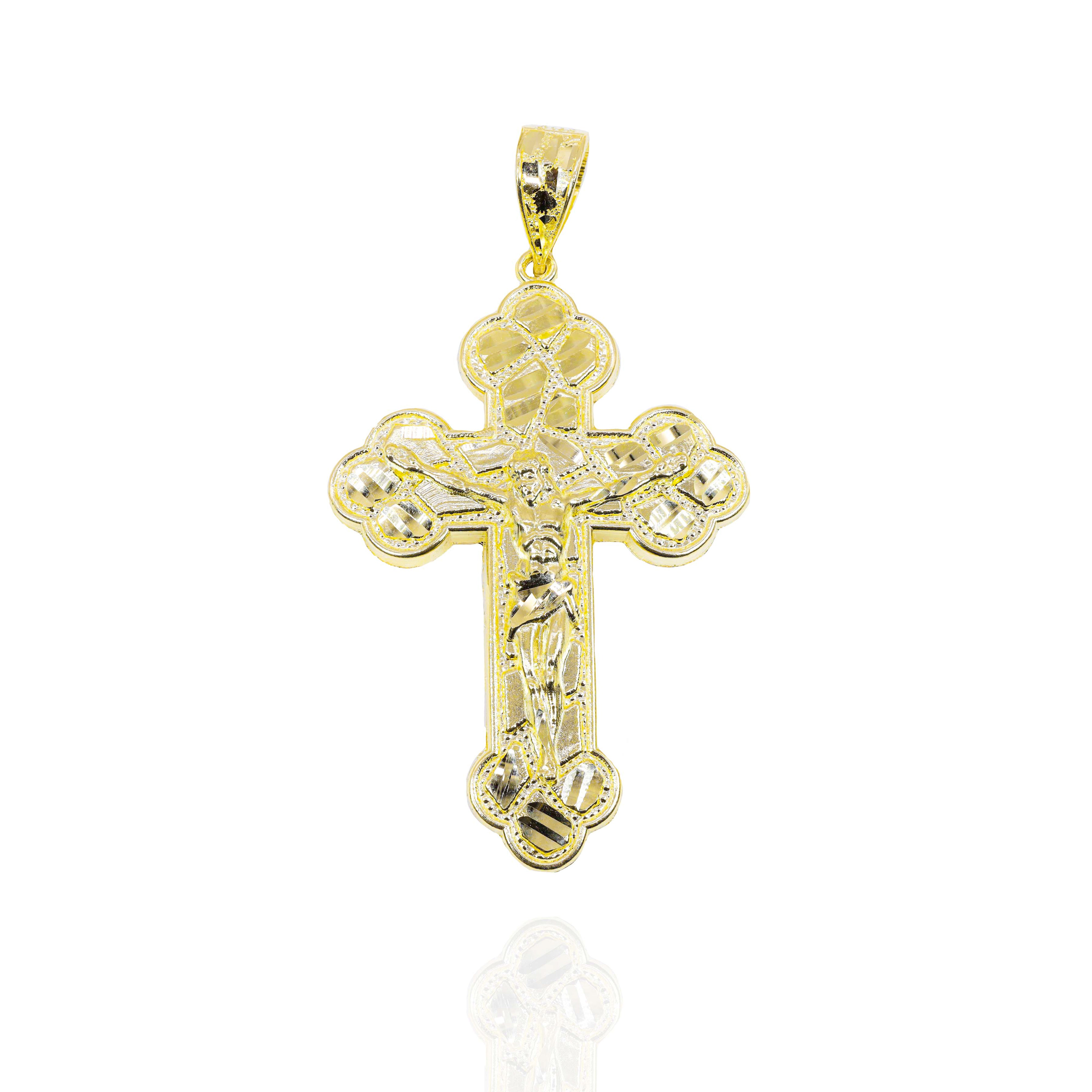 Nugget Gold Cross Jesus Pendant