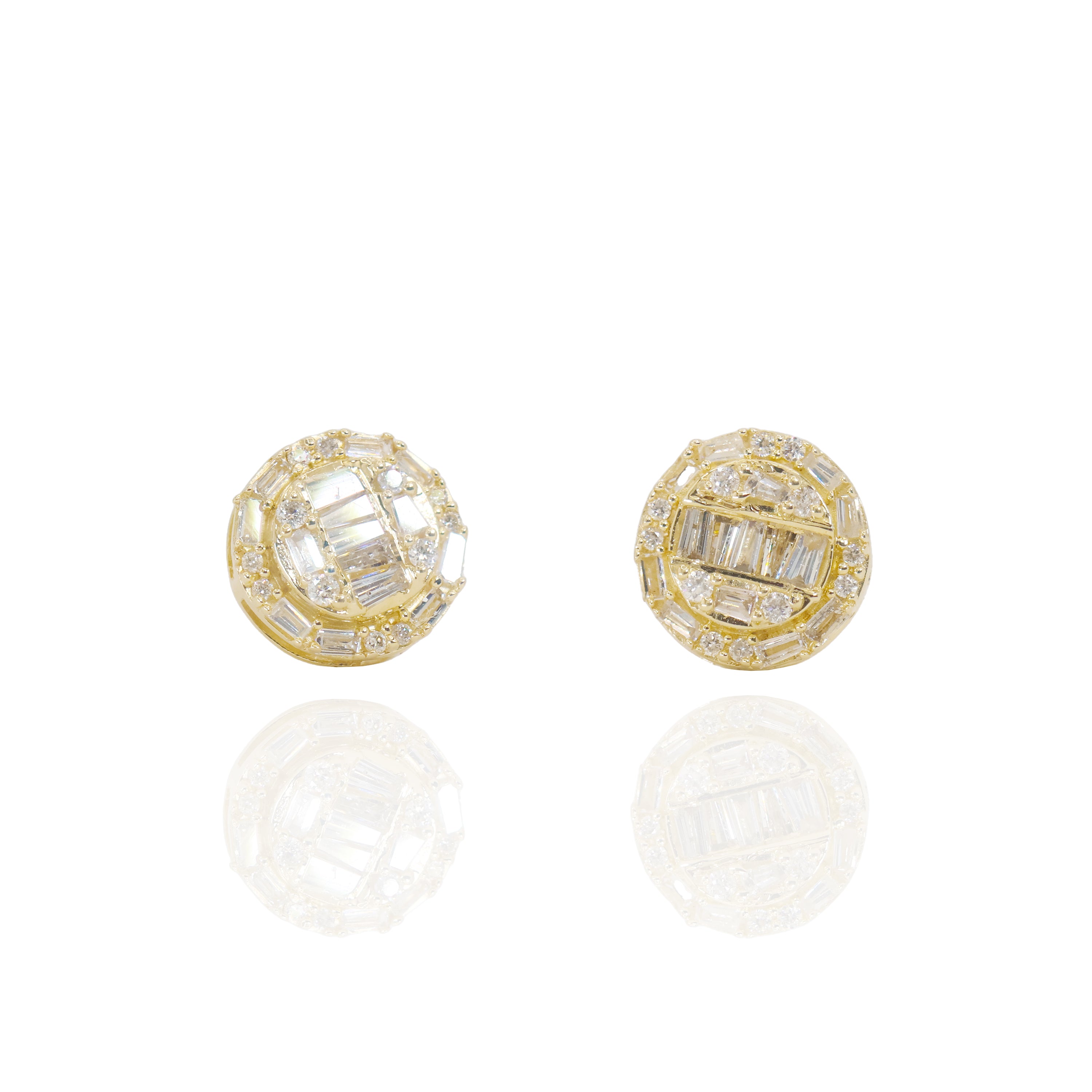 Round & Baguette Cluster Diamond Earrings