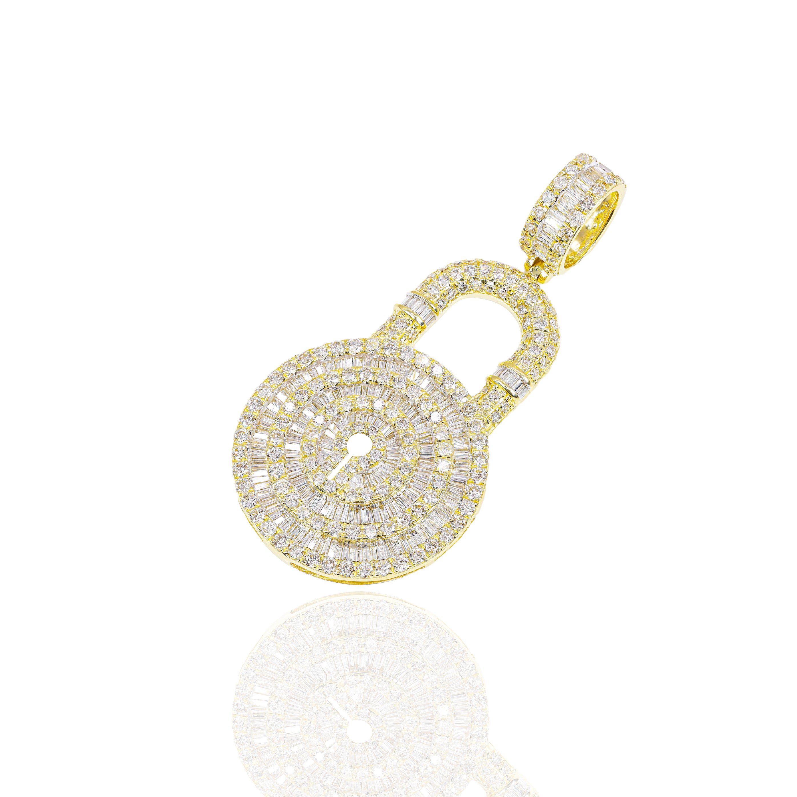 Baguette Diamond Lock Pendant
