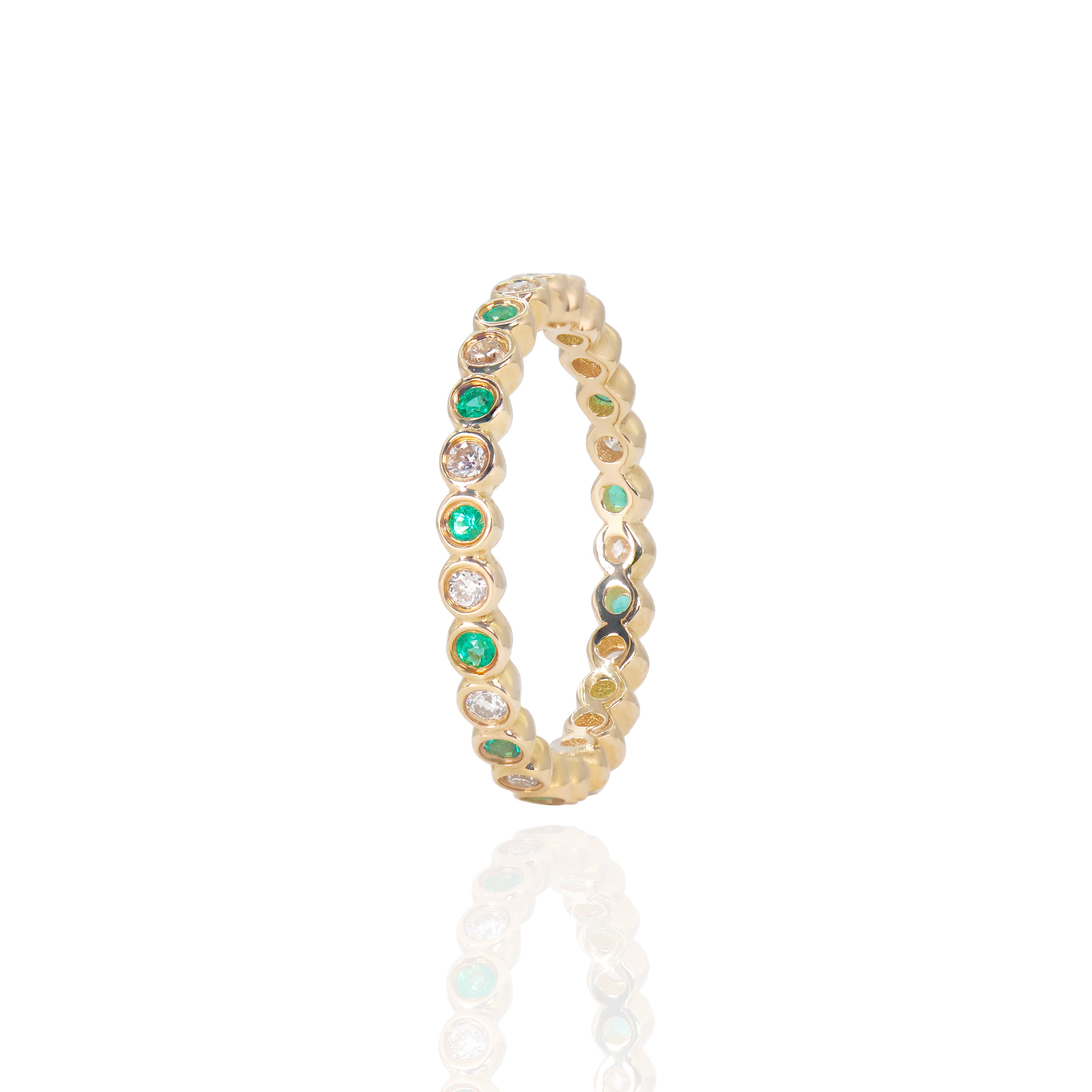 Bezel Set Emerald Diamond band