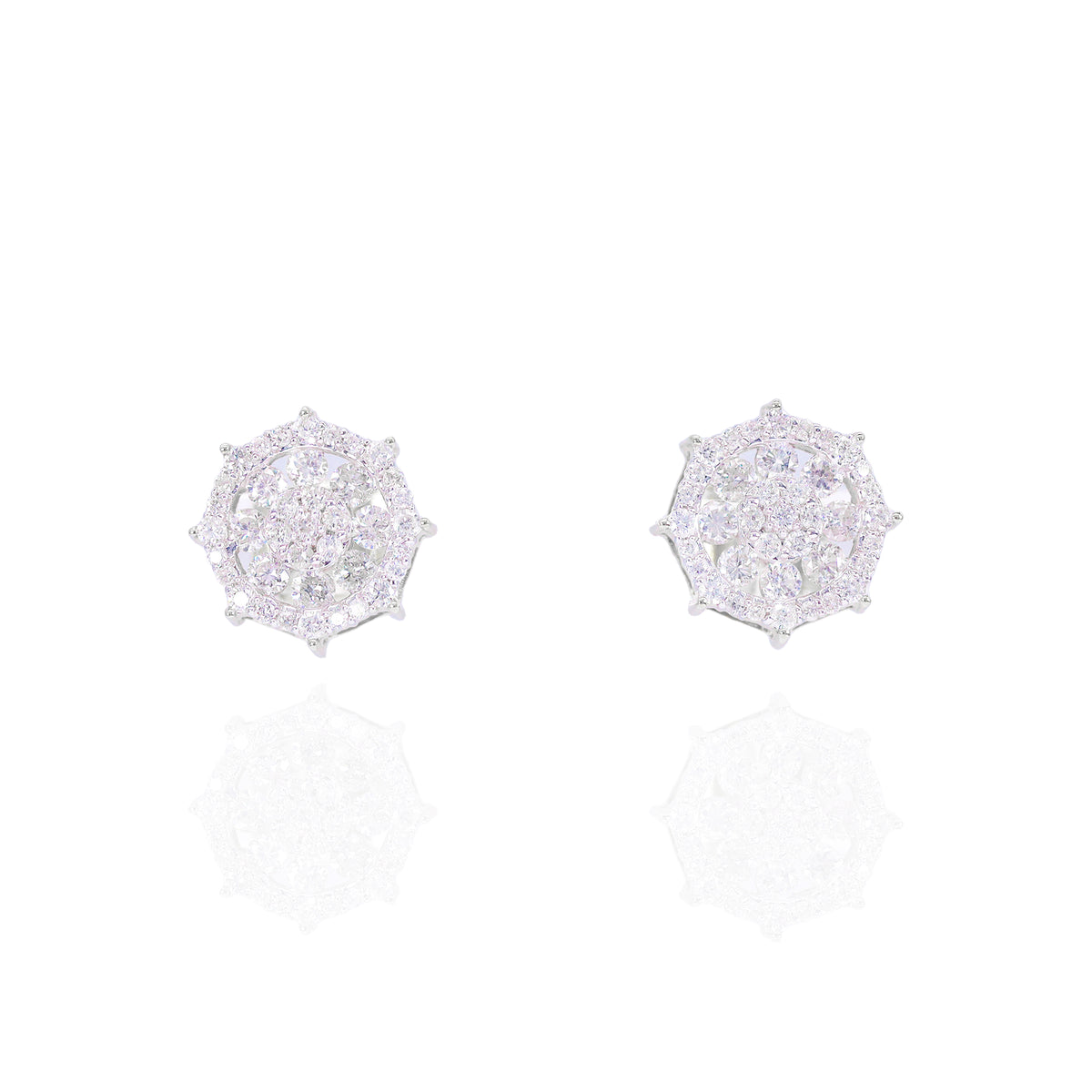Spiked Cluster Chanel Set Diamond Earrings