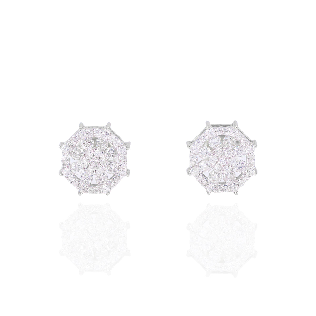 Spiked Cluster Chanel Set Diamond Earrings