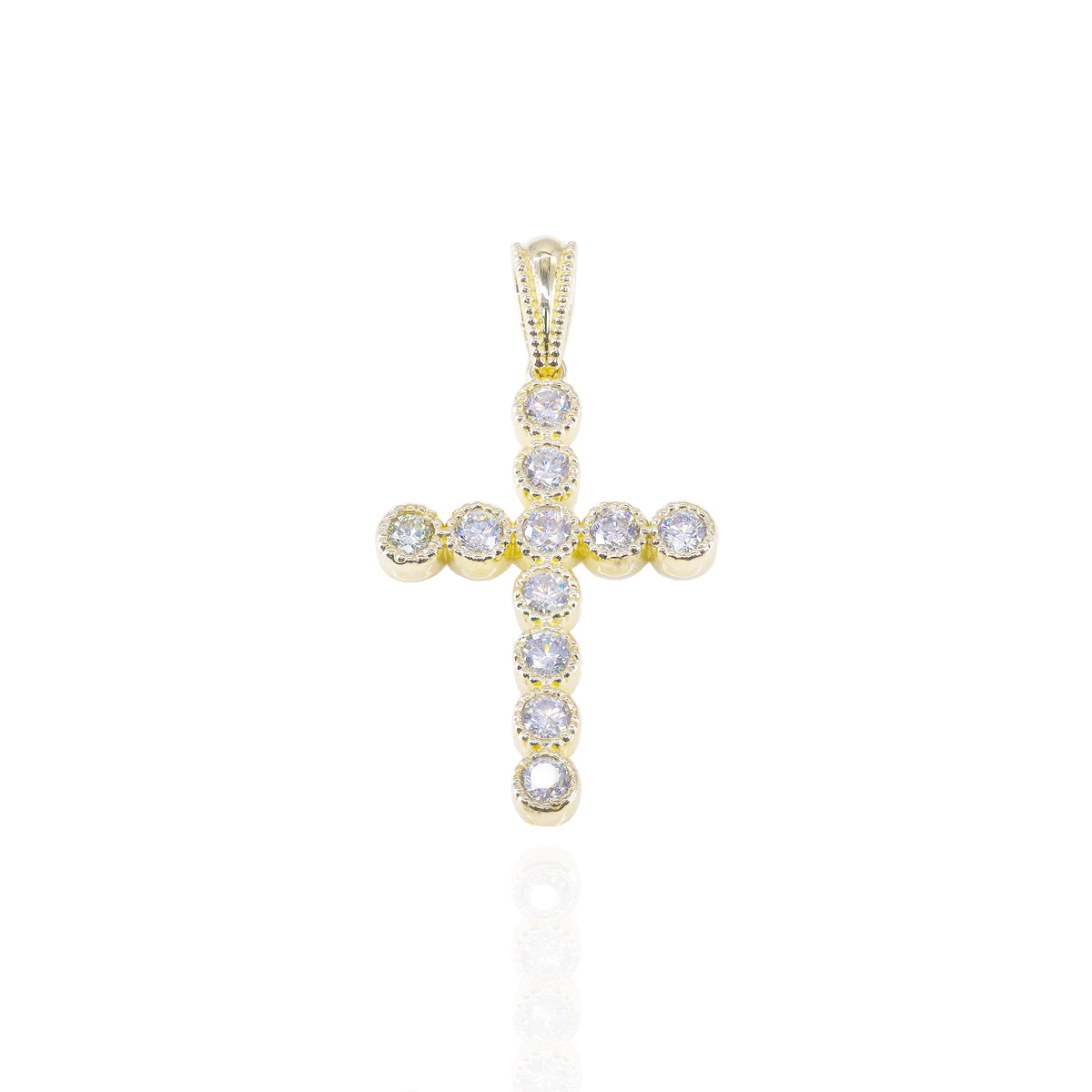 Bezel Set Diamond Cross Charm Pendant