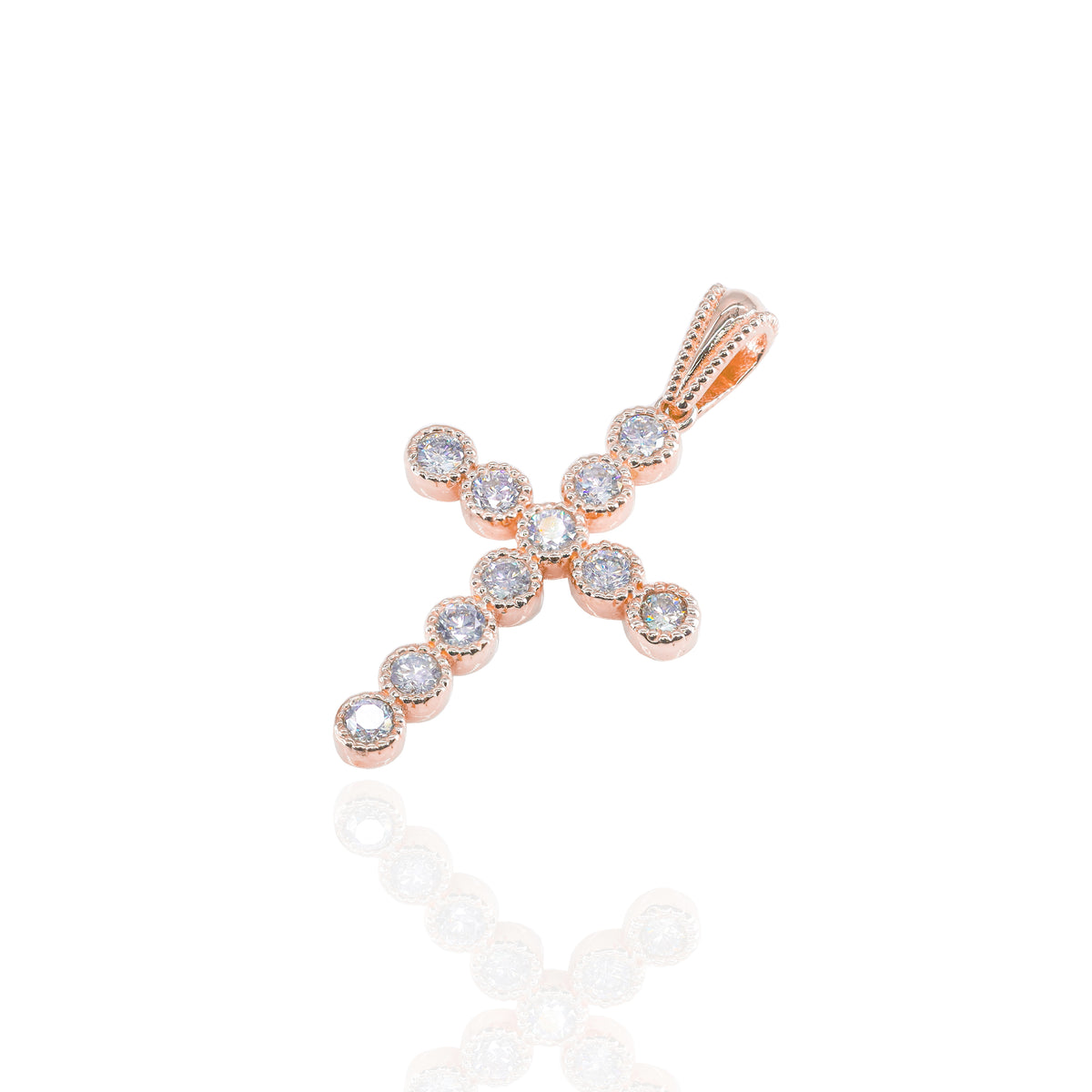 Bezel Set Diamond Cross Charm Pendant