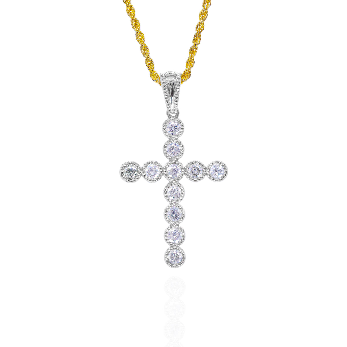 Bezel Set Diamond Cross Charm Pendant