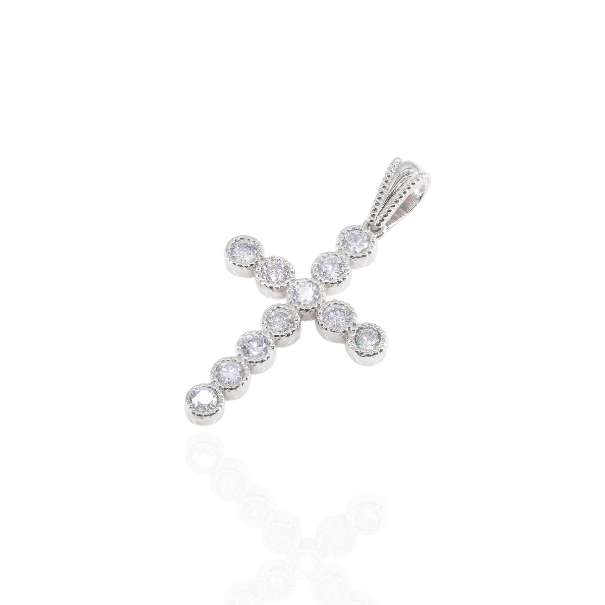 Bezel Set Diamond Cross Charm Pendant