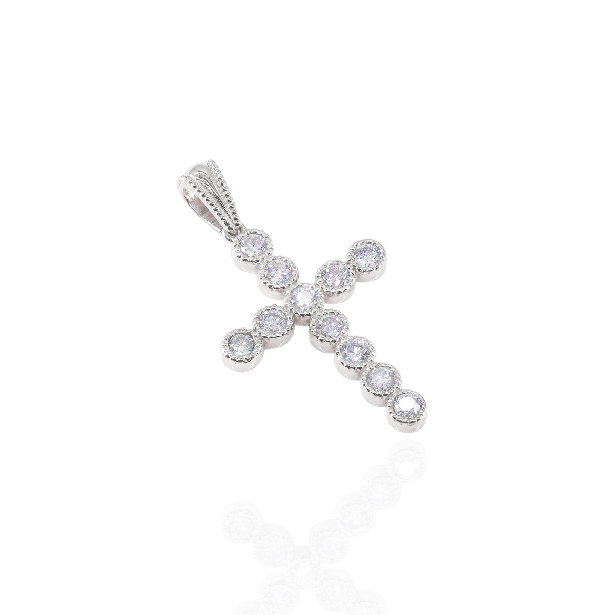 Bezel Set Diamond Cross Charm Pendant