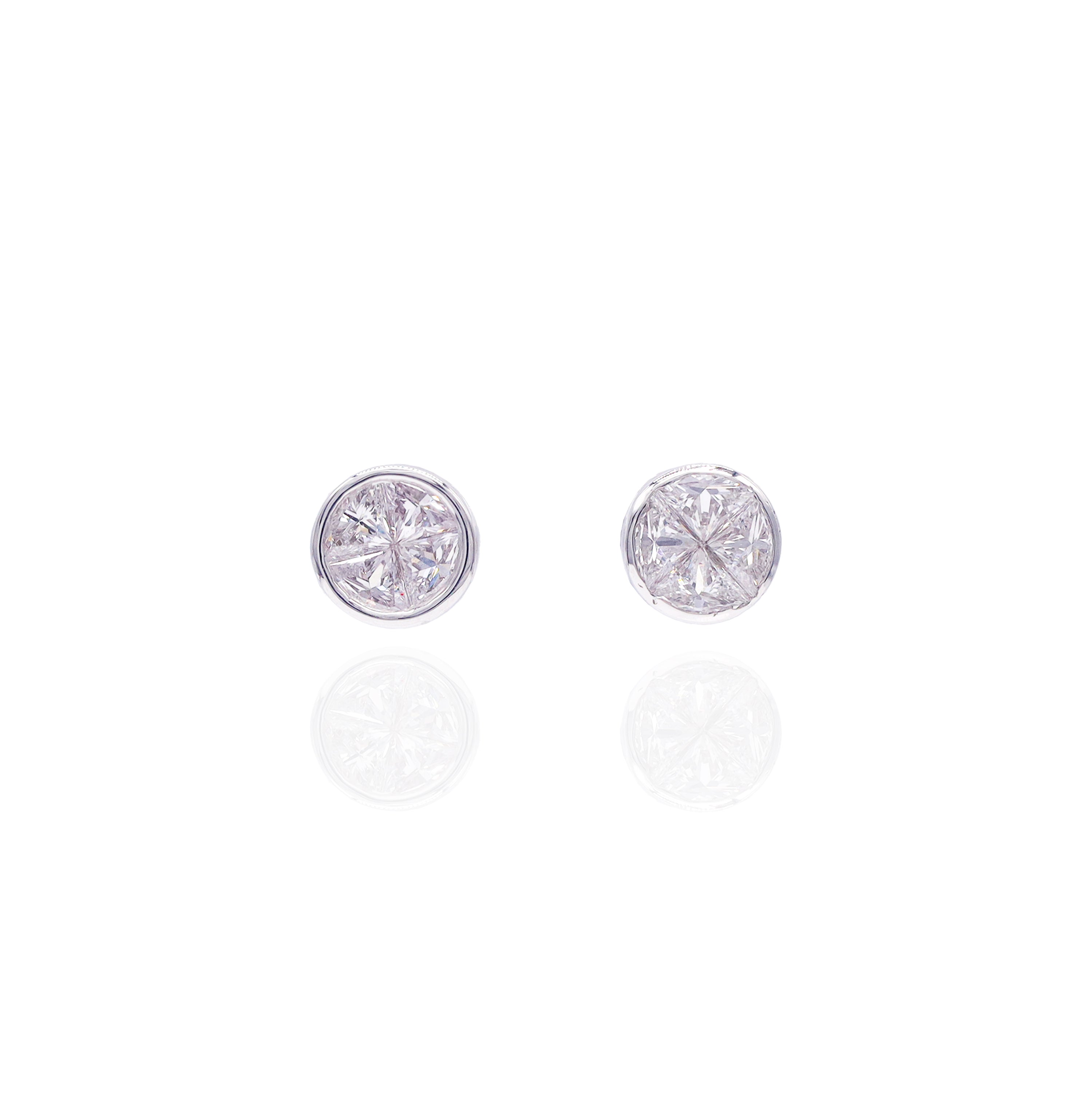Bezel Set Trillion Cut Diamond Stud Earrings