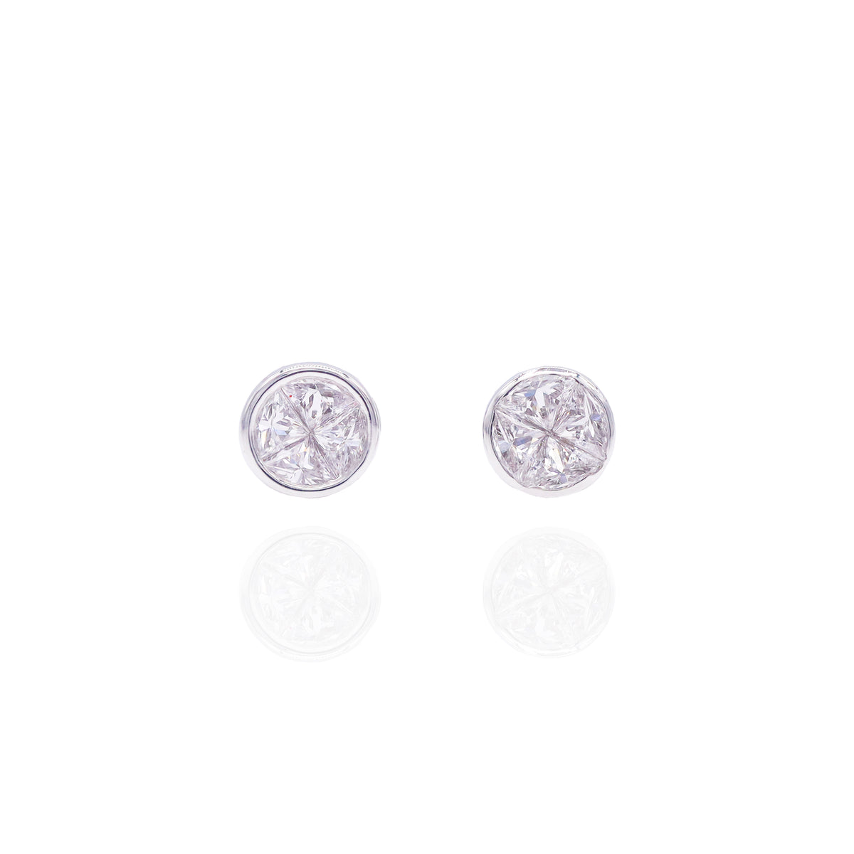 Bezel Set Trillion Cut Diamond Stud Earrings