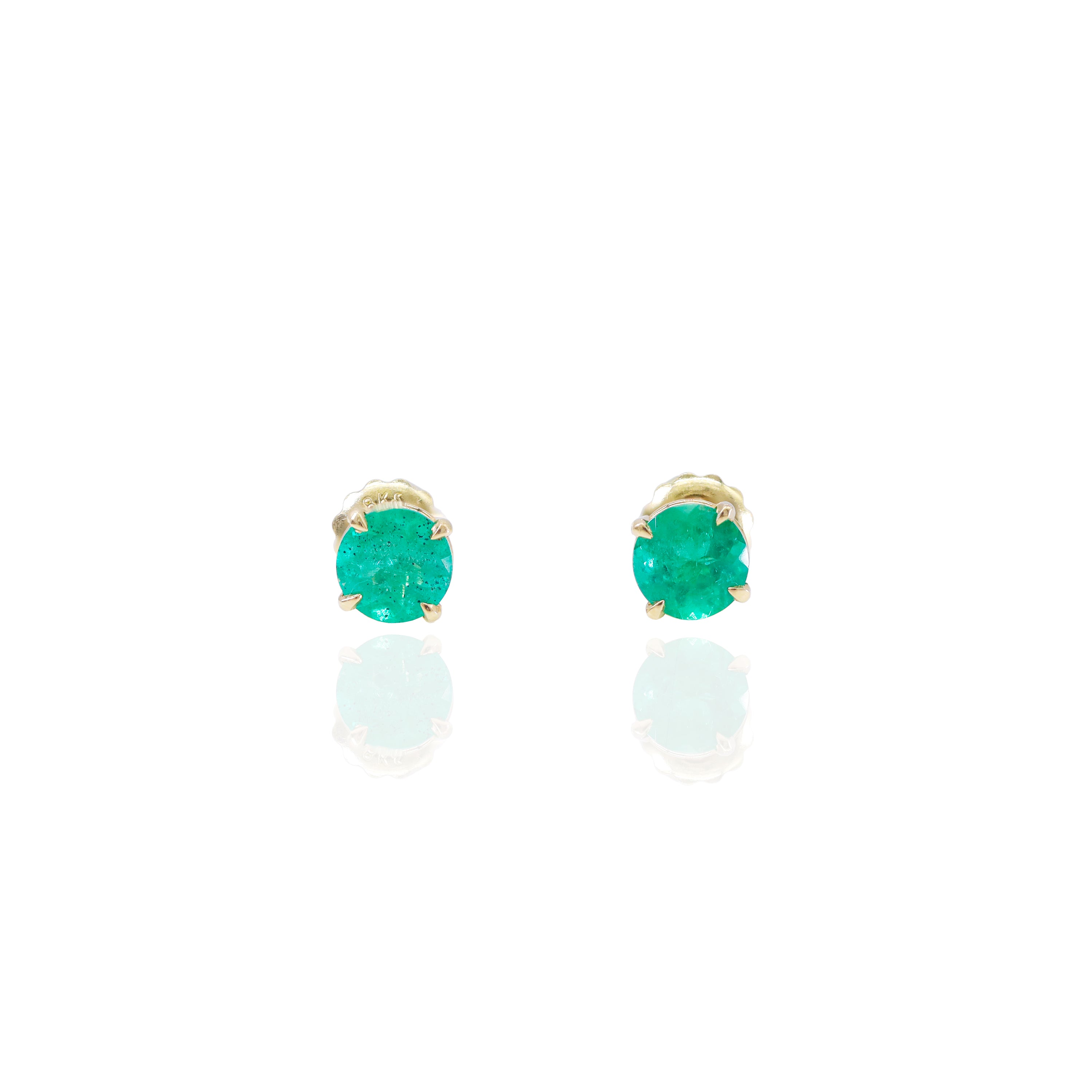 Natural Green Emerald Stud Earrings