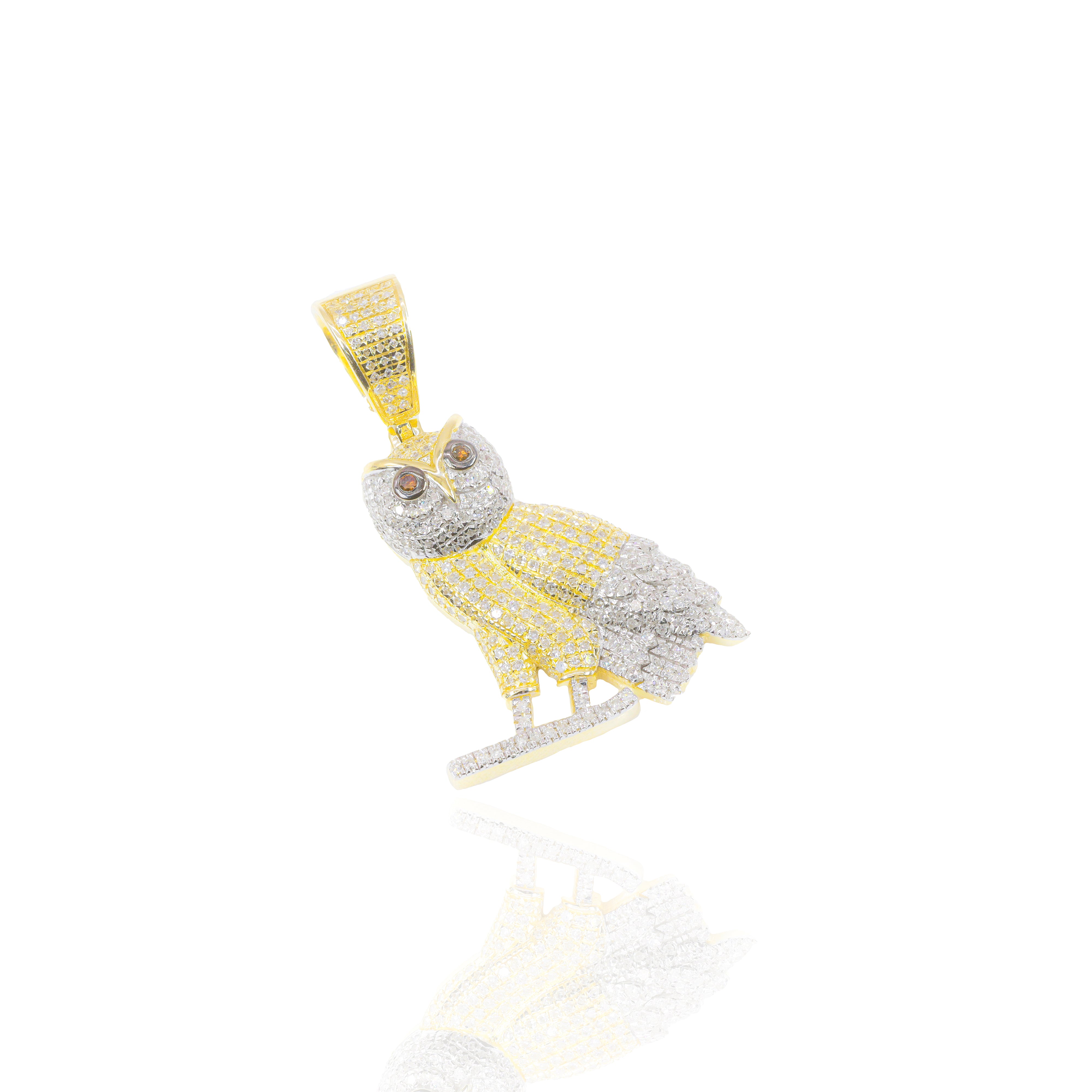 Two-Tone Owl Diamond Pendant