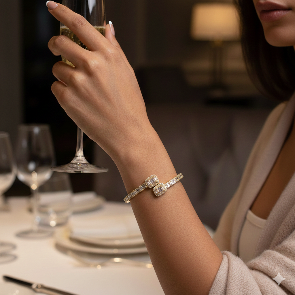Baguette Eternity Diamond Bangle Bracelet (Thinnest)
