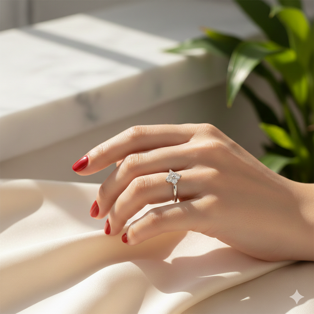 Clover Star Diamond Ring Band