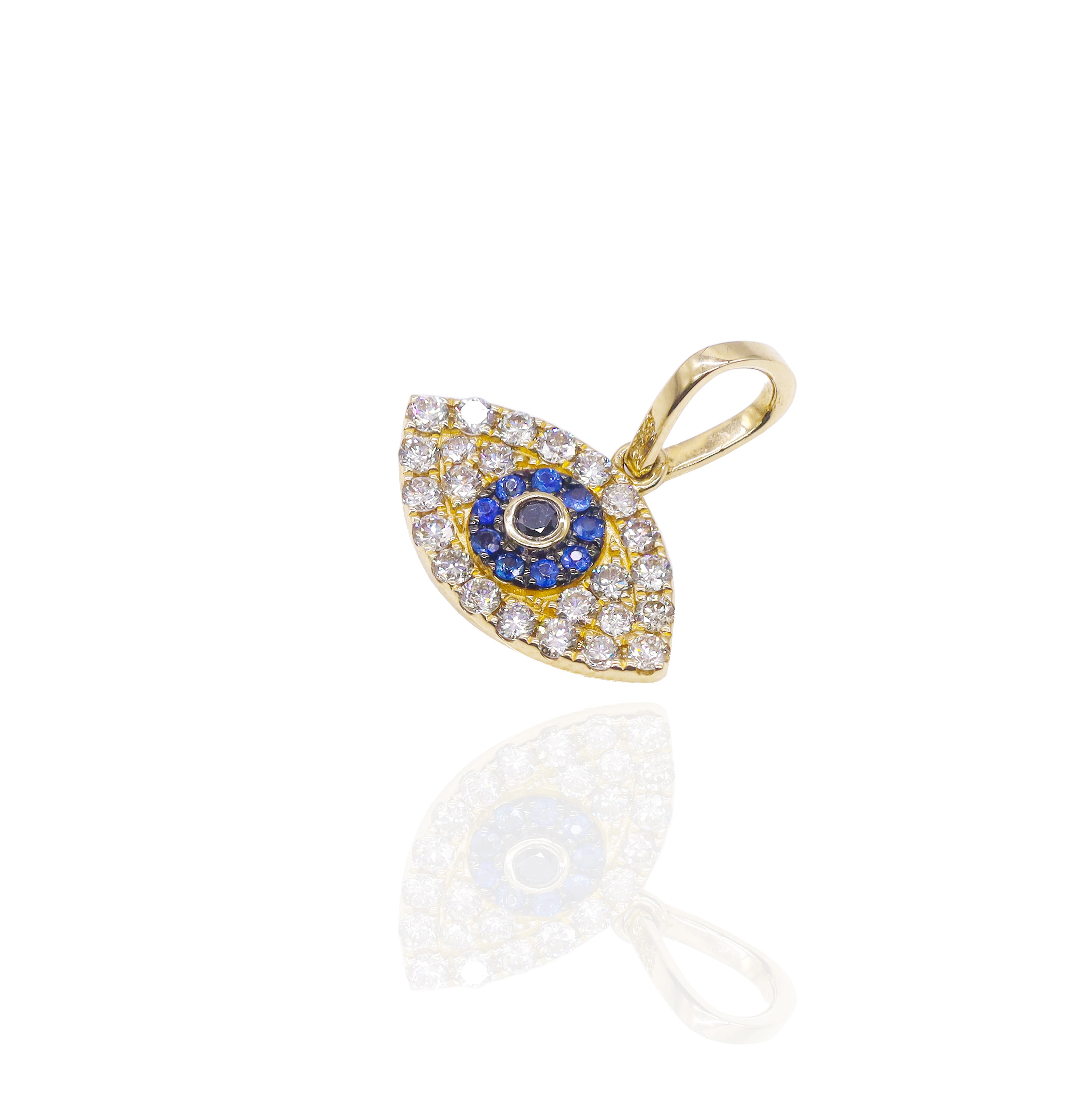 Diamond & Sapphire Evil Eye Charm Pendant