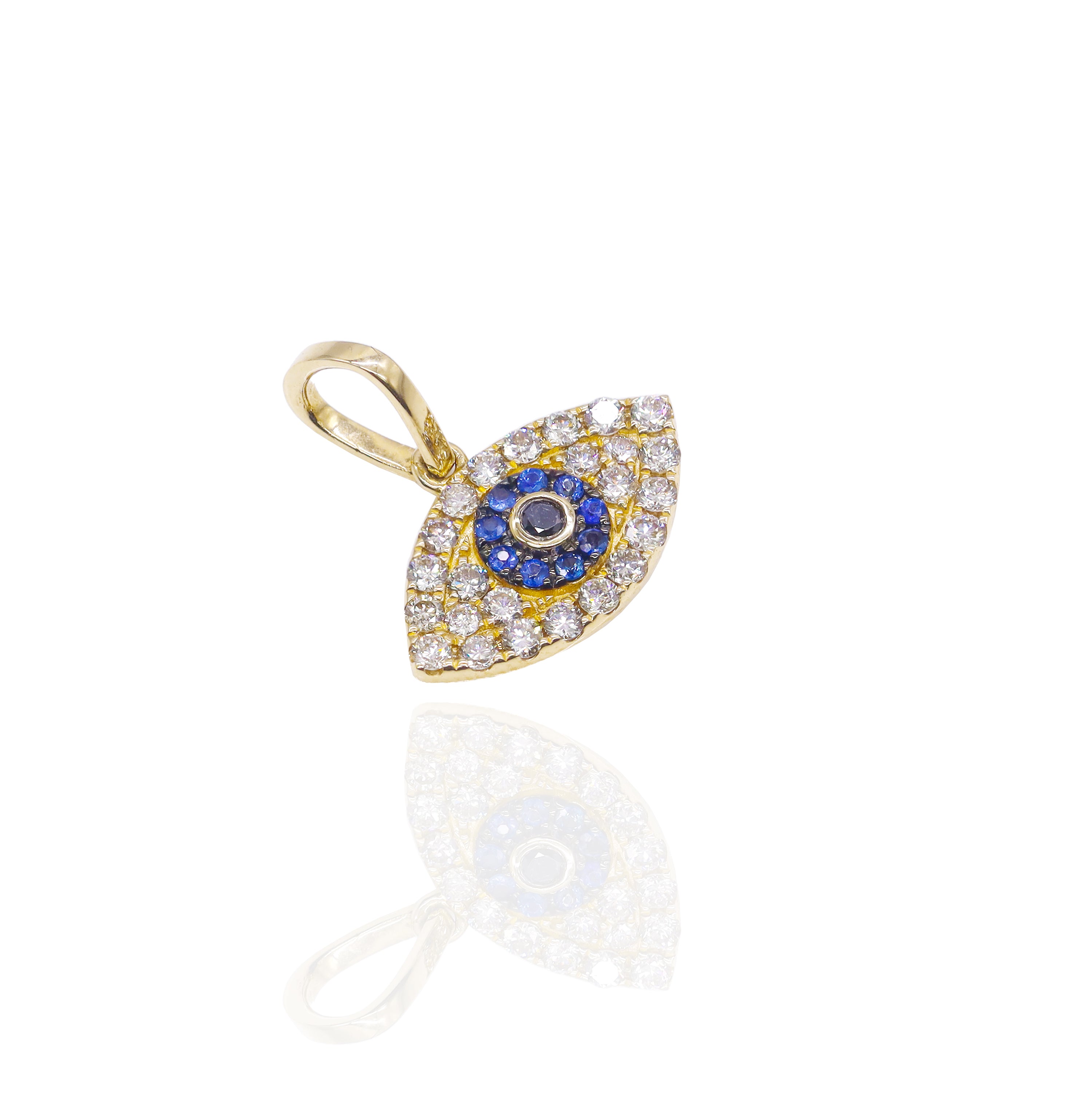 Diamond & Sapphire Evil Eye Charm Pendant