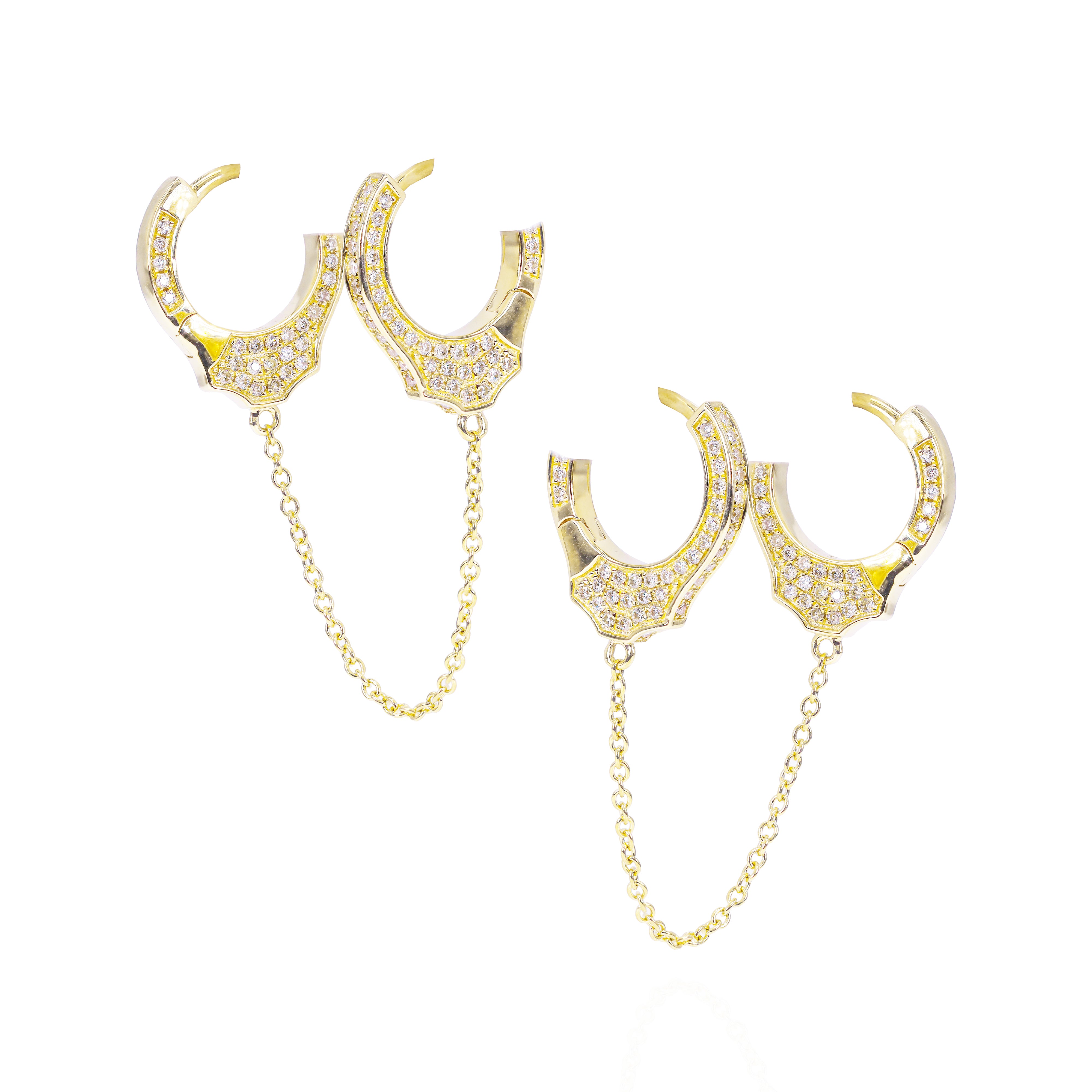 Hand-Cuff Hanging Diamond Earrings