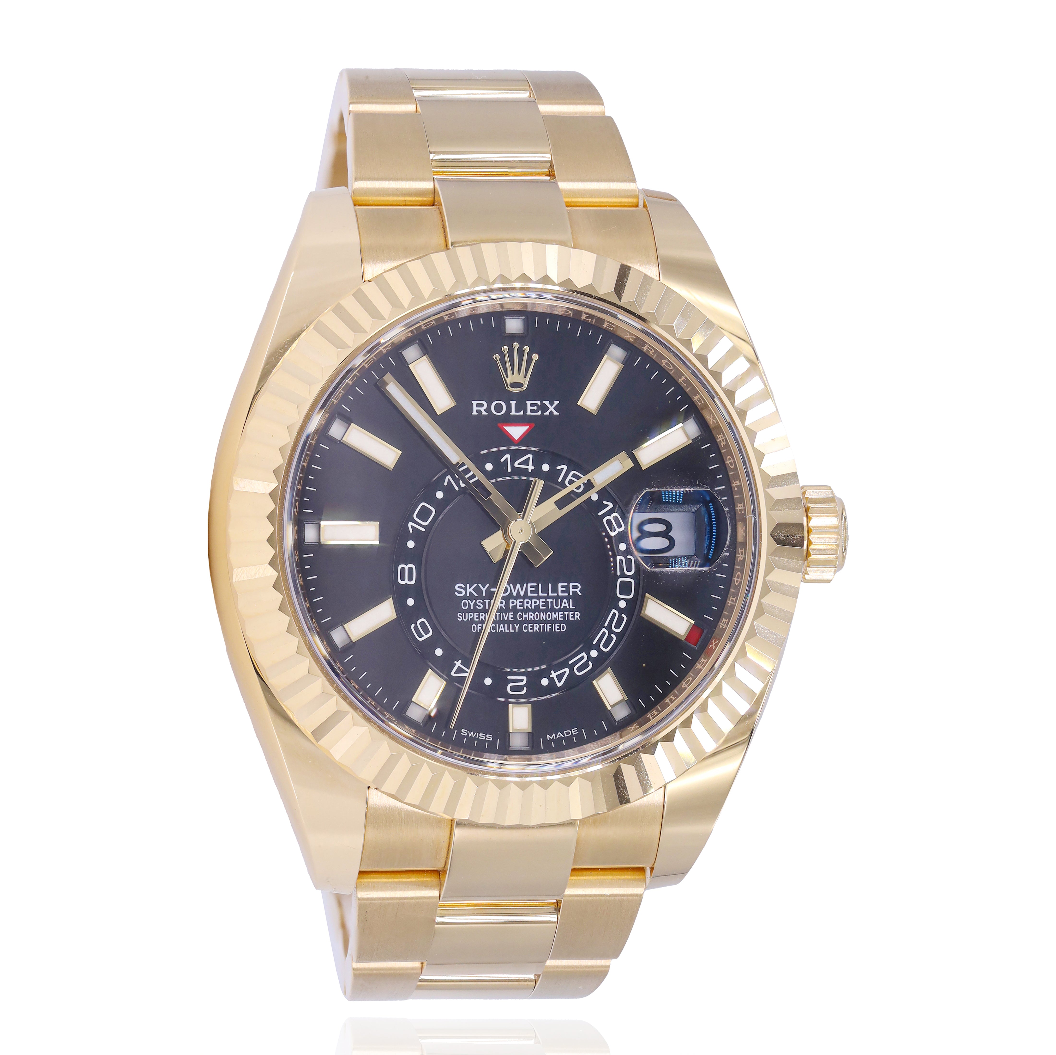 Rolex 326938 Sky Dweller Black Dial Solid 18KT Yellow Gold Oyster Band