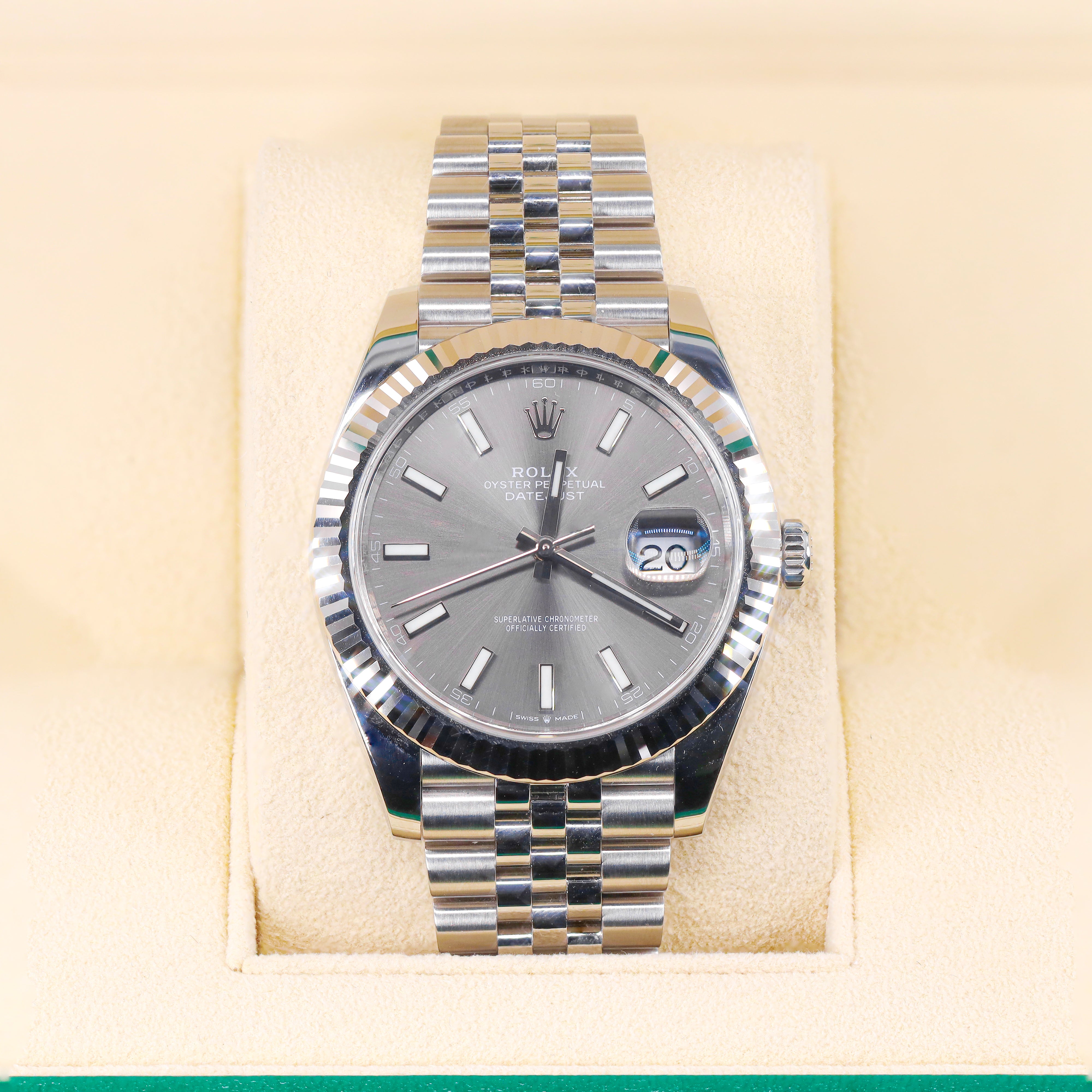 Rolex 126334 DateJust 41mm Slate Grey Dial Fluted Bezel