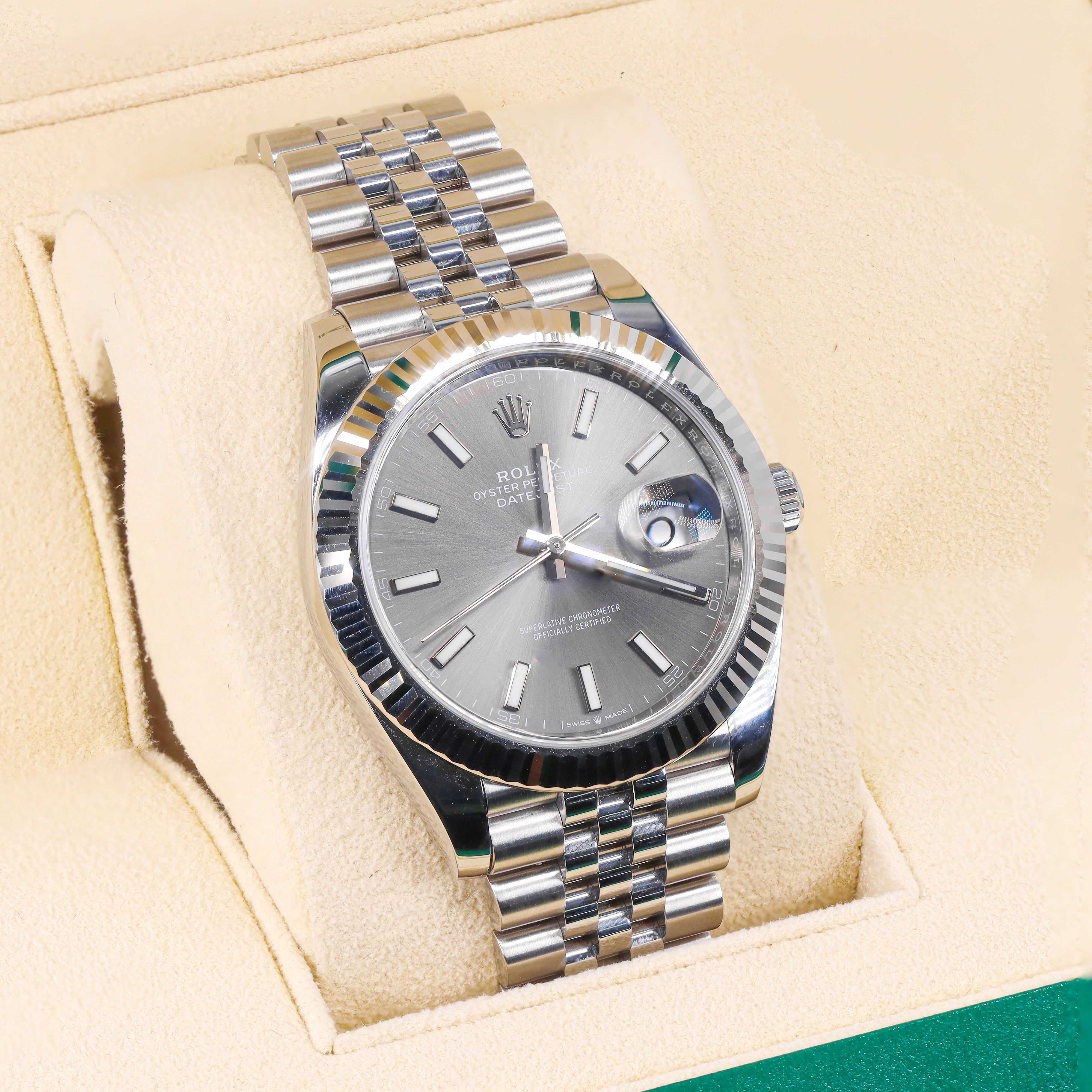 Rolex 126334 DateJust 41mm Slate Grey Dial Fluted Bezel