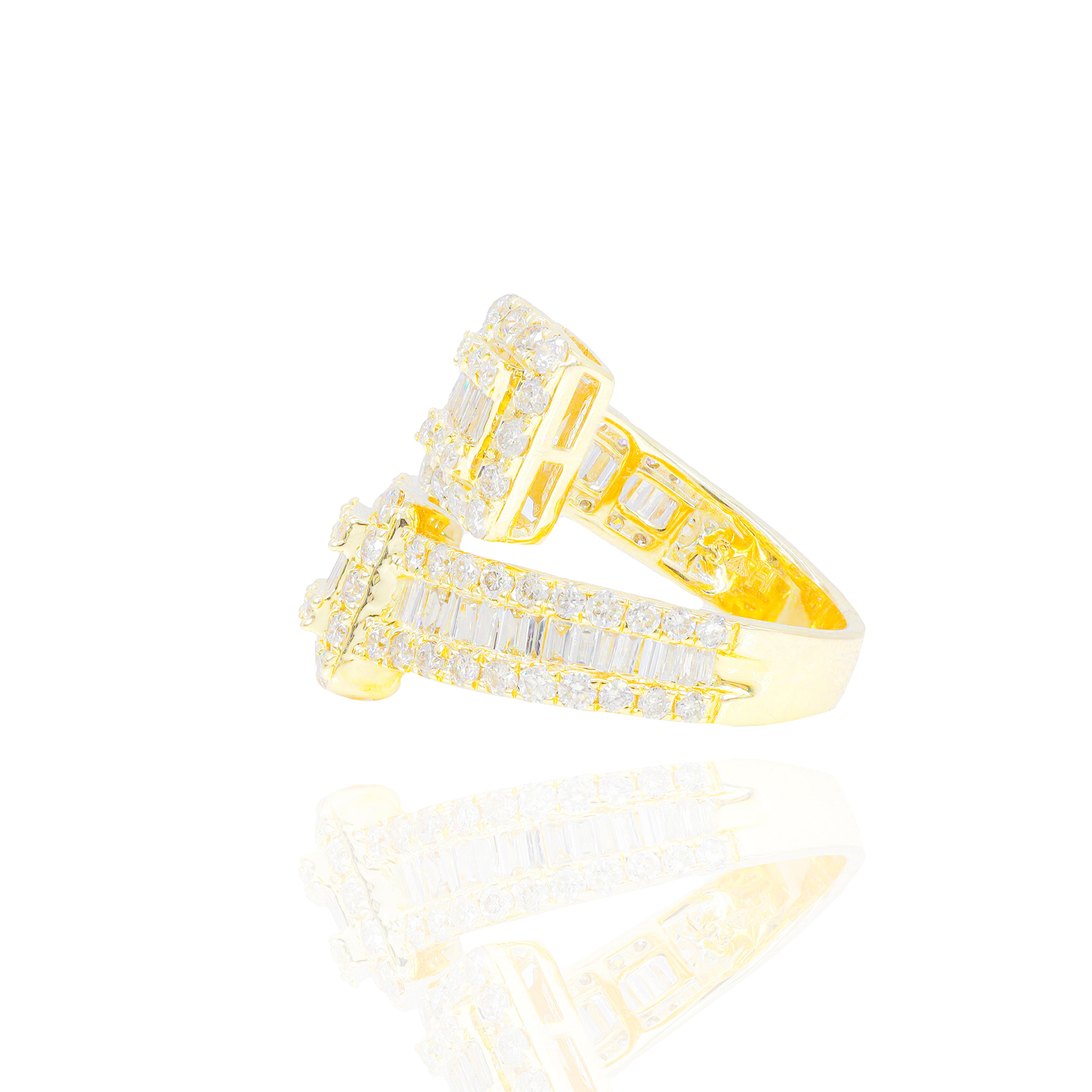 Wrapped Baguette Diamond Ring