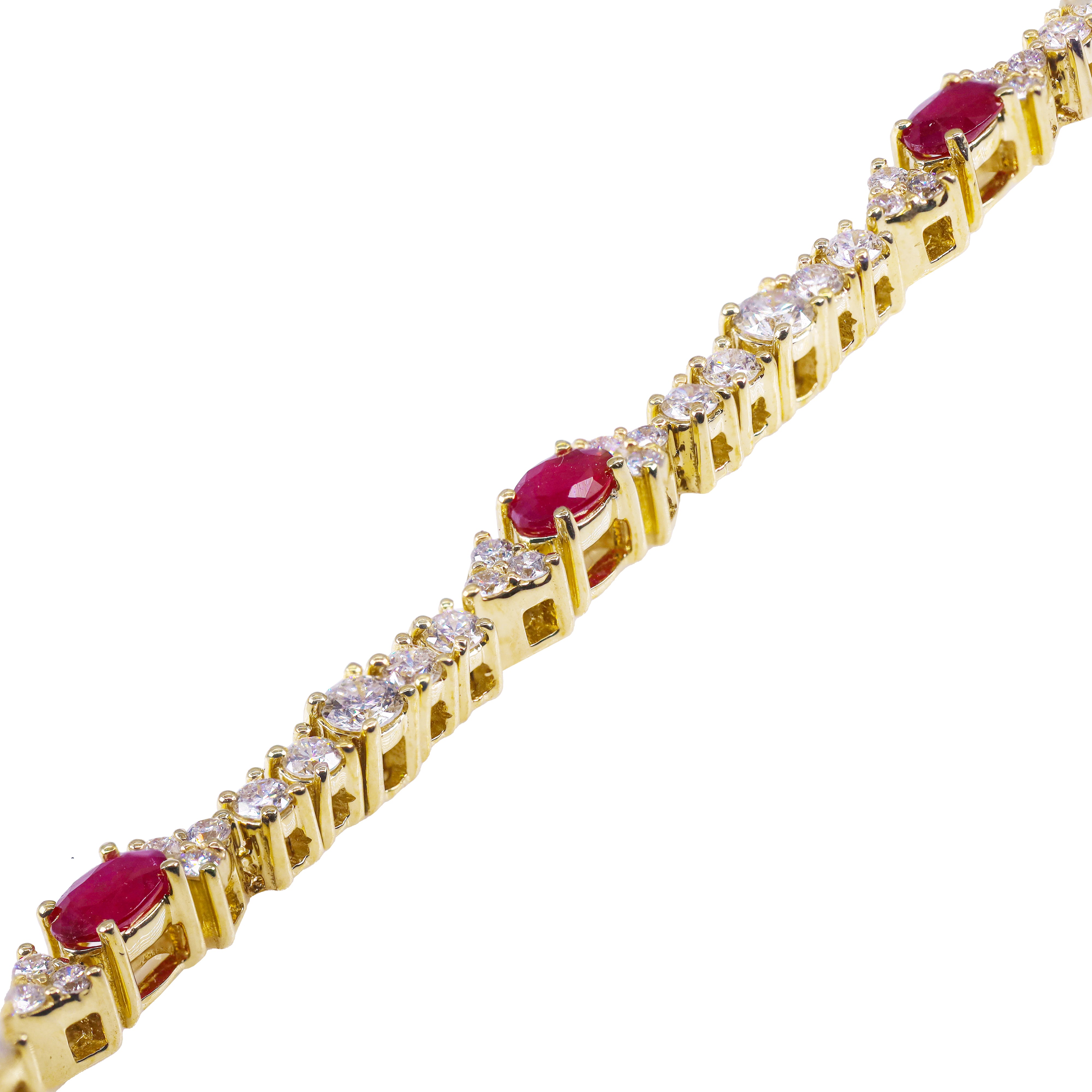 Diamond Tennis Bracelet with Red Ruby