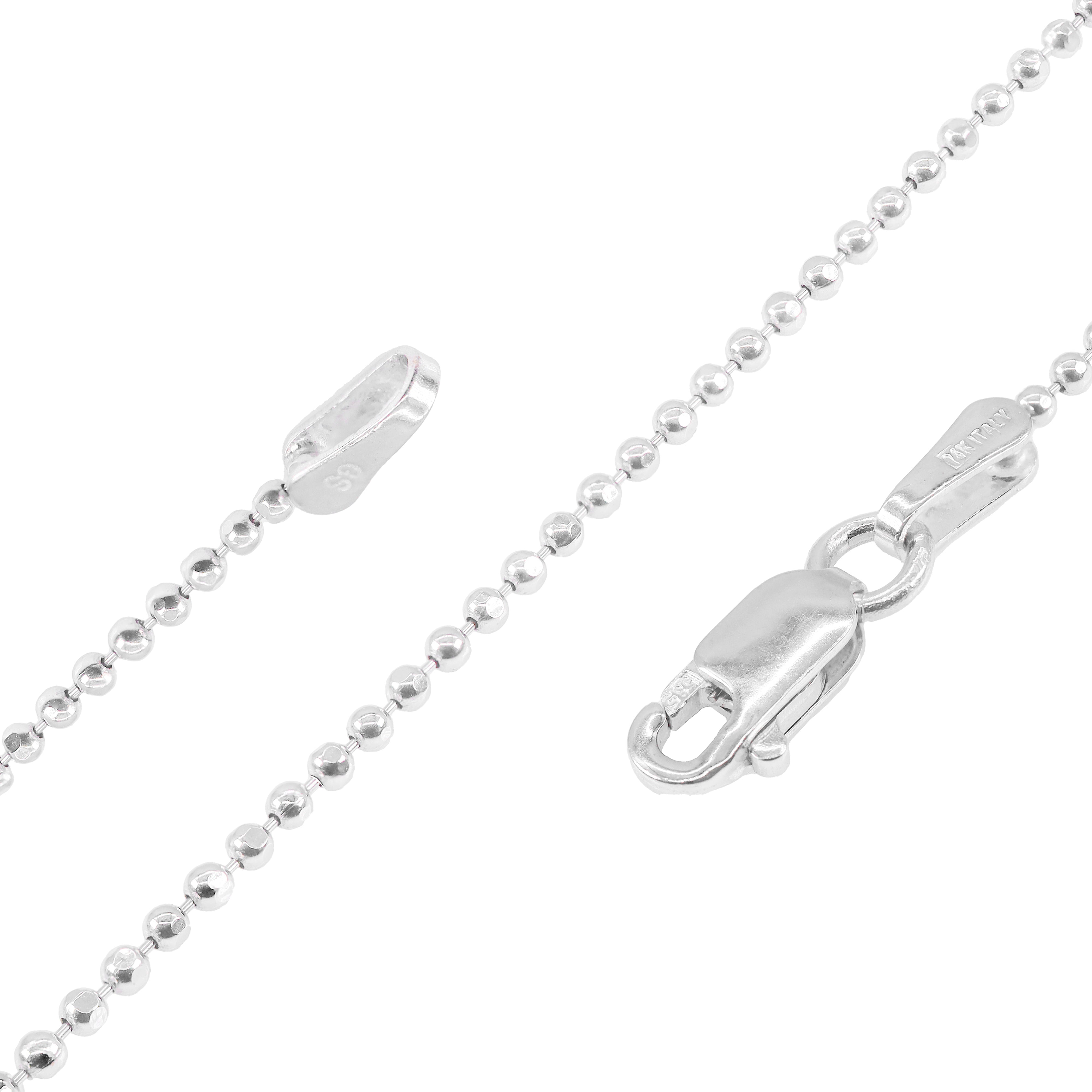 14KT Solid Ball Style White Gold Chain
