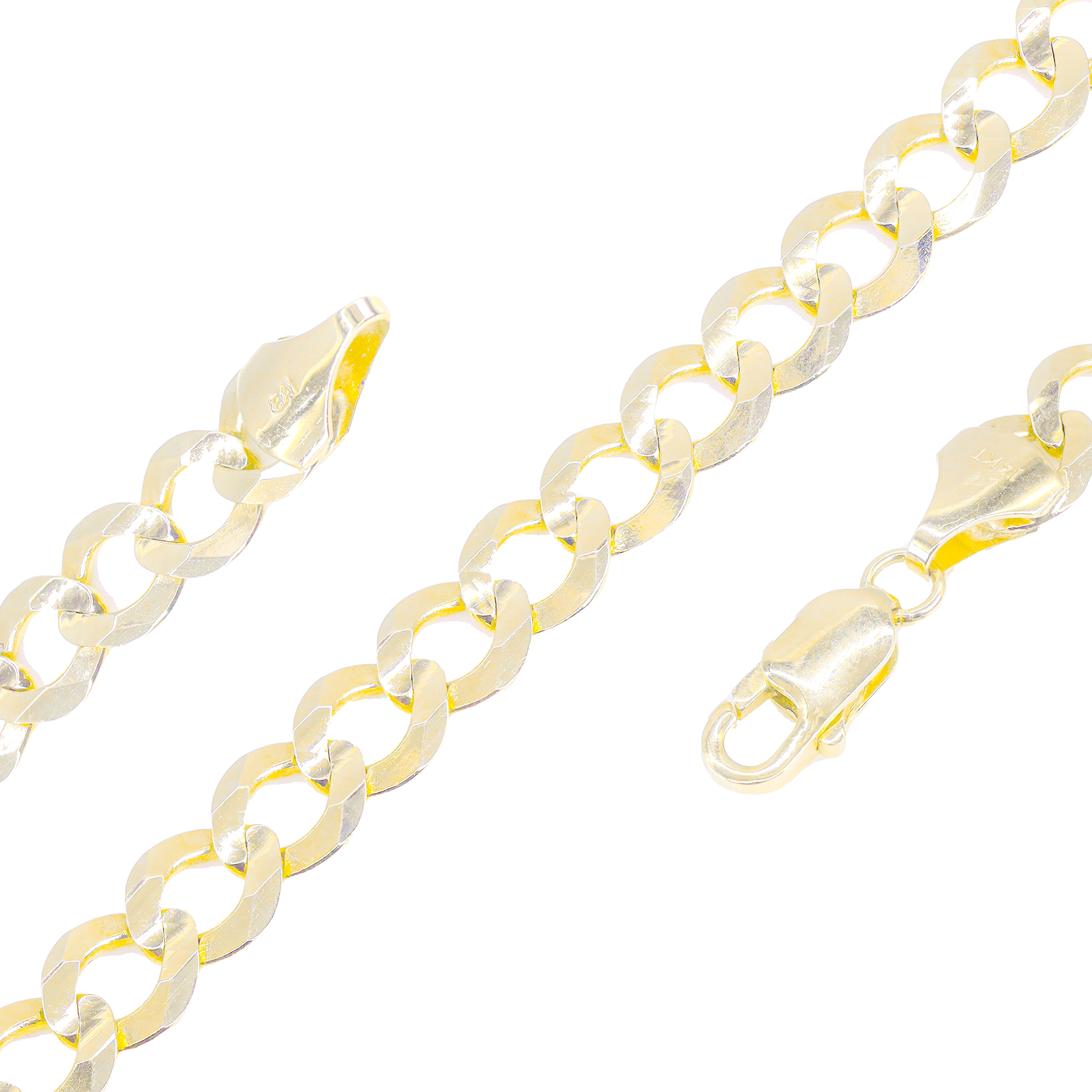 14KT Solid Flat Curb Cuban Yellow Gold Chain