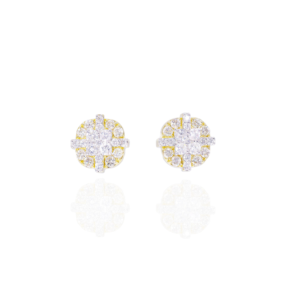 Diamond Overlay Two Tone Earrings