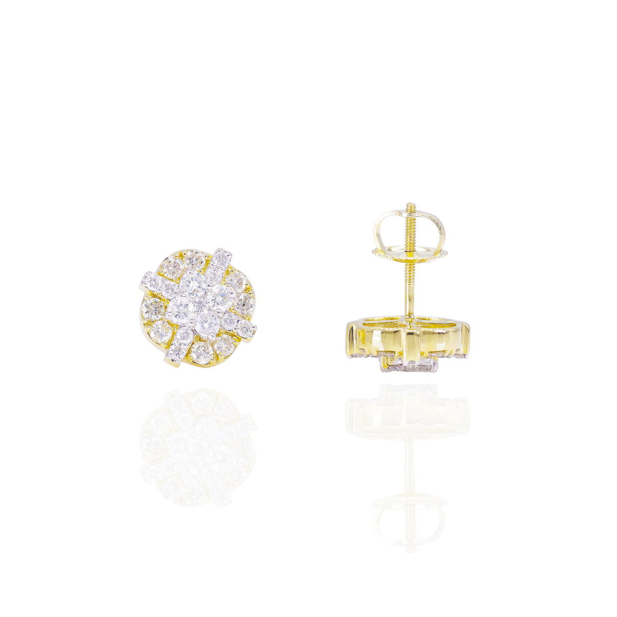 Diamond Overlay Two Tone Earrings