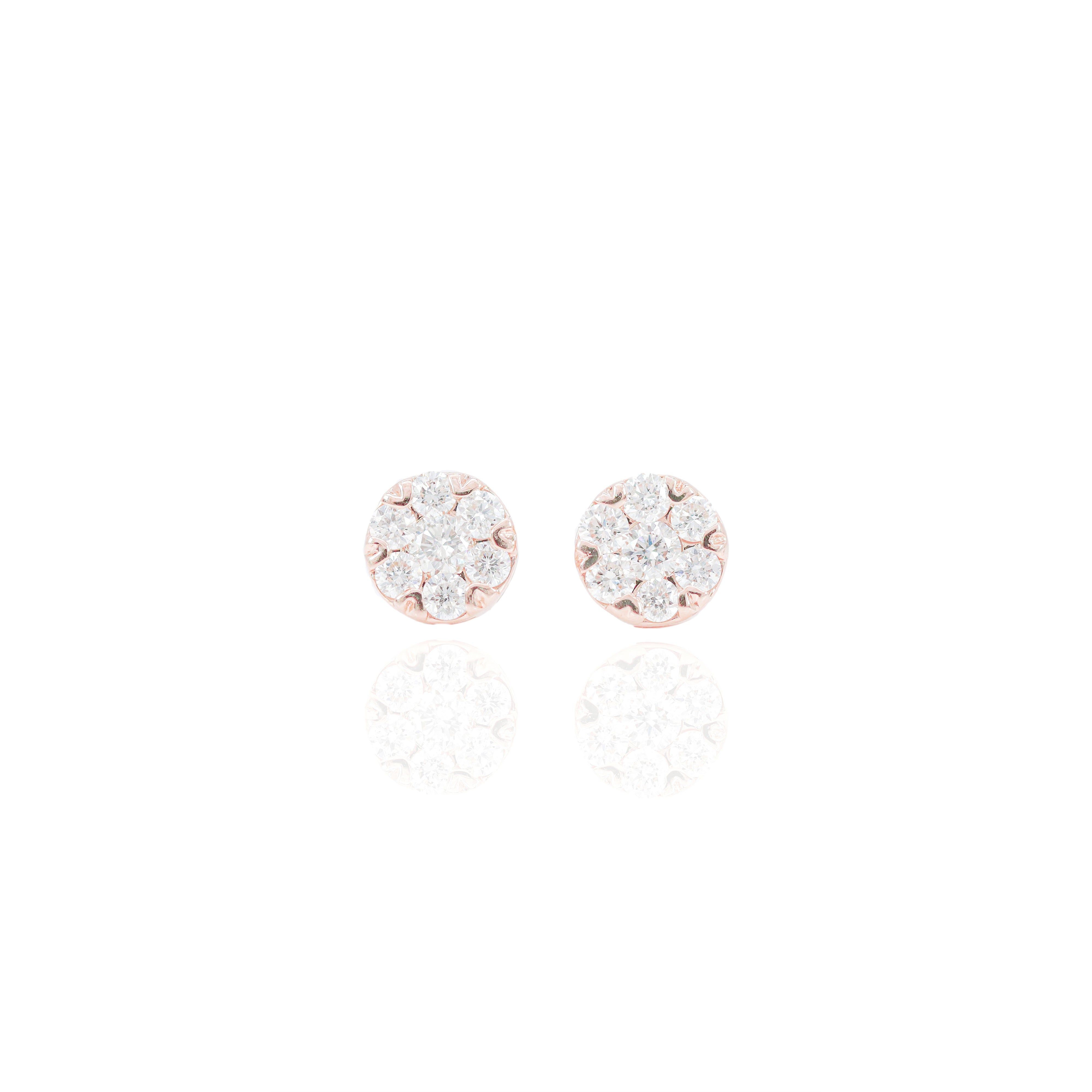 6 Prong Round Flower Style Diamond Earrings