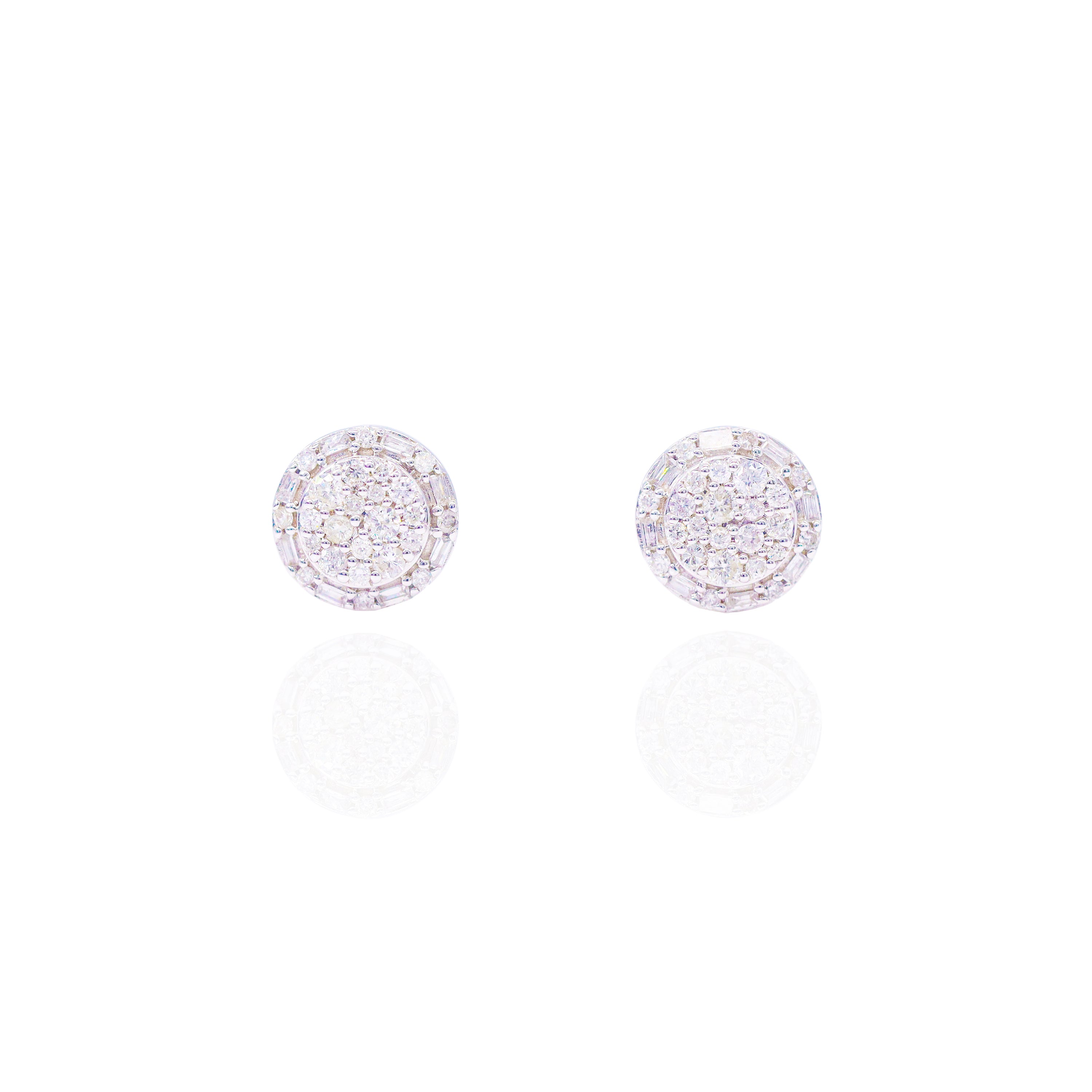 Round & Baguette Diamond Earrings