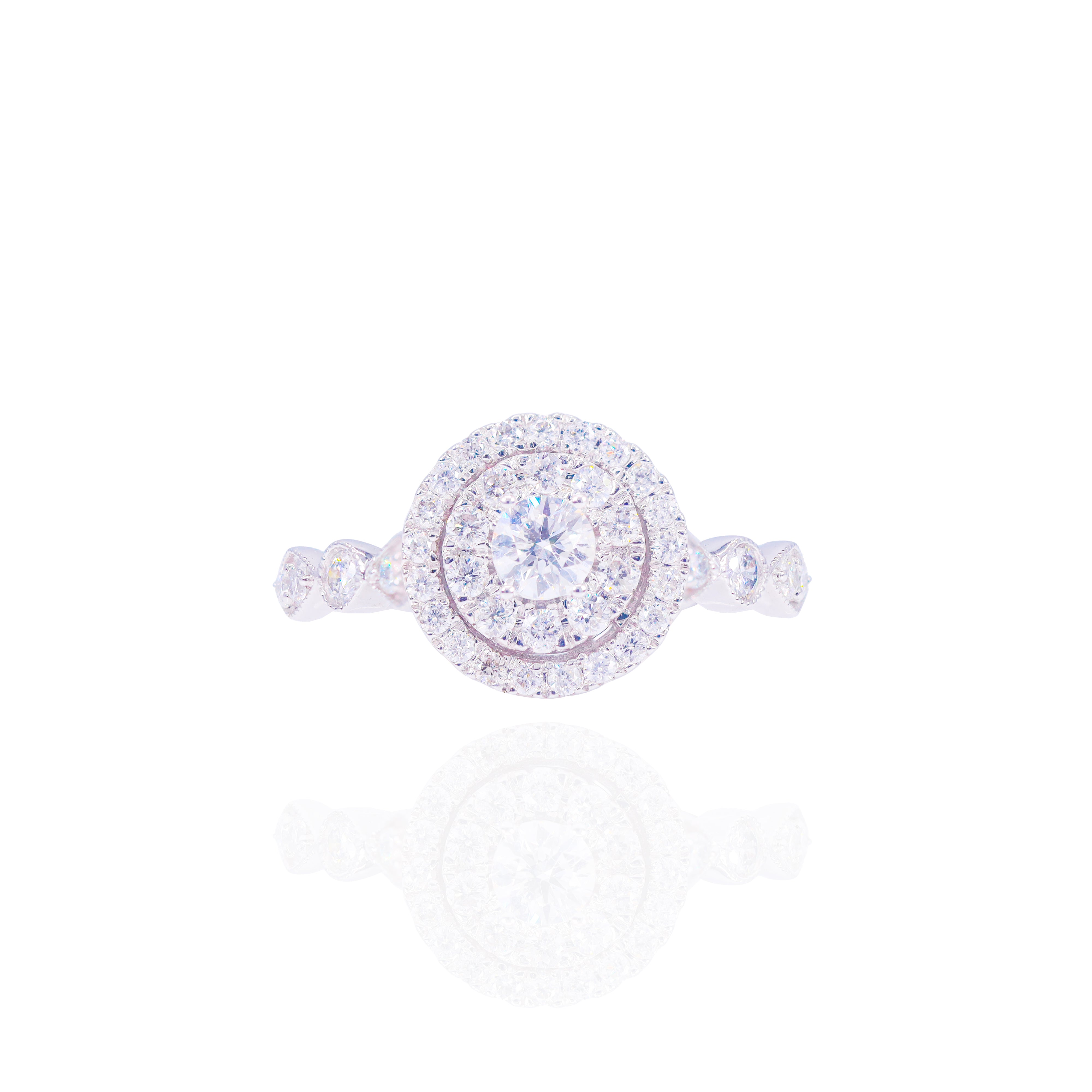 Multi-Shaped Bezeled Band Diamond Engagement Ring Duo