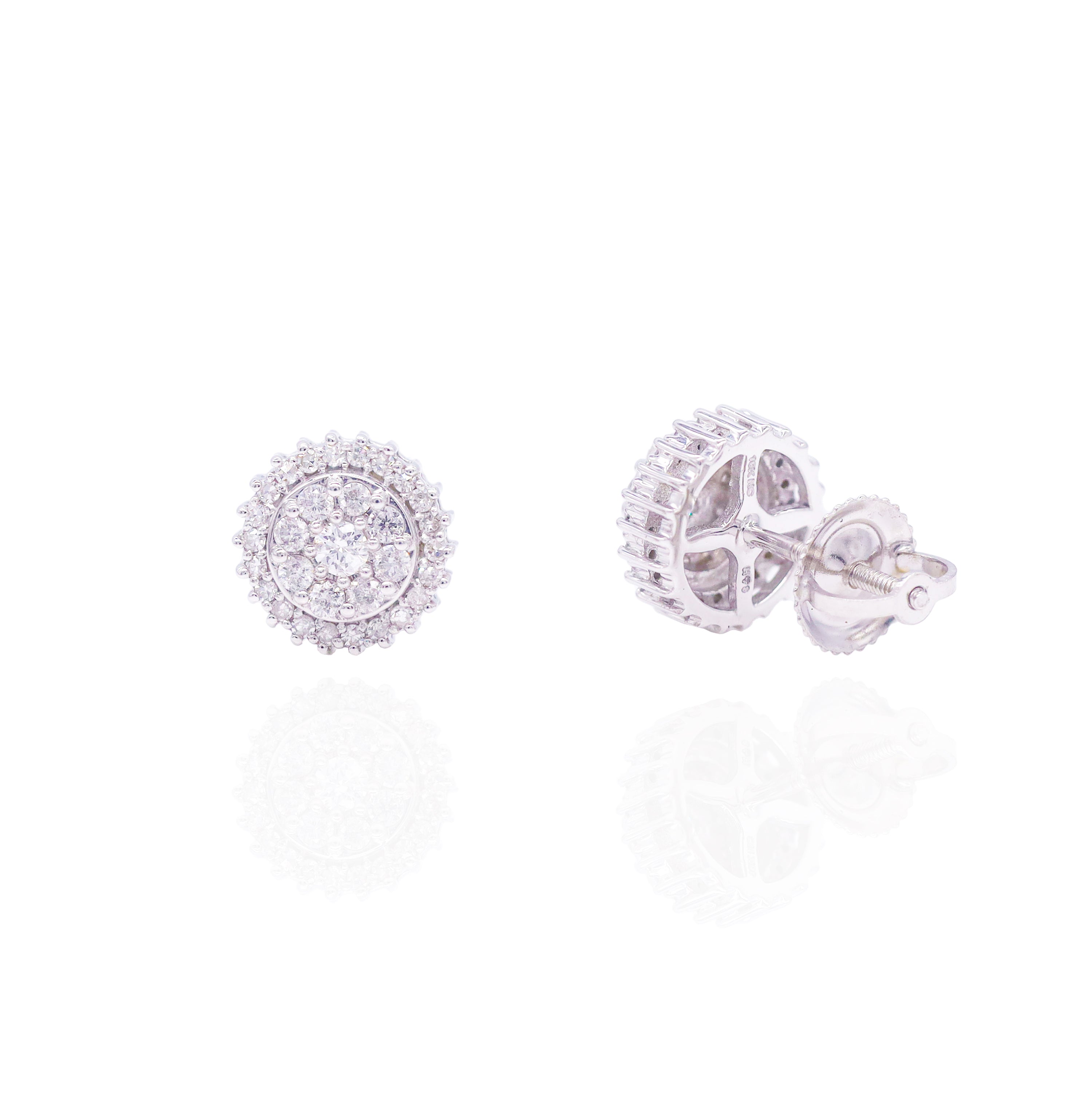 Double Layer Round Cluster Diamond Earrings