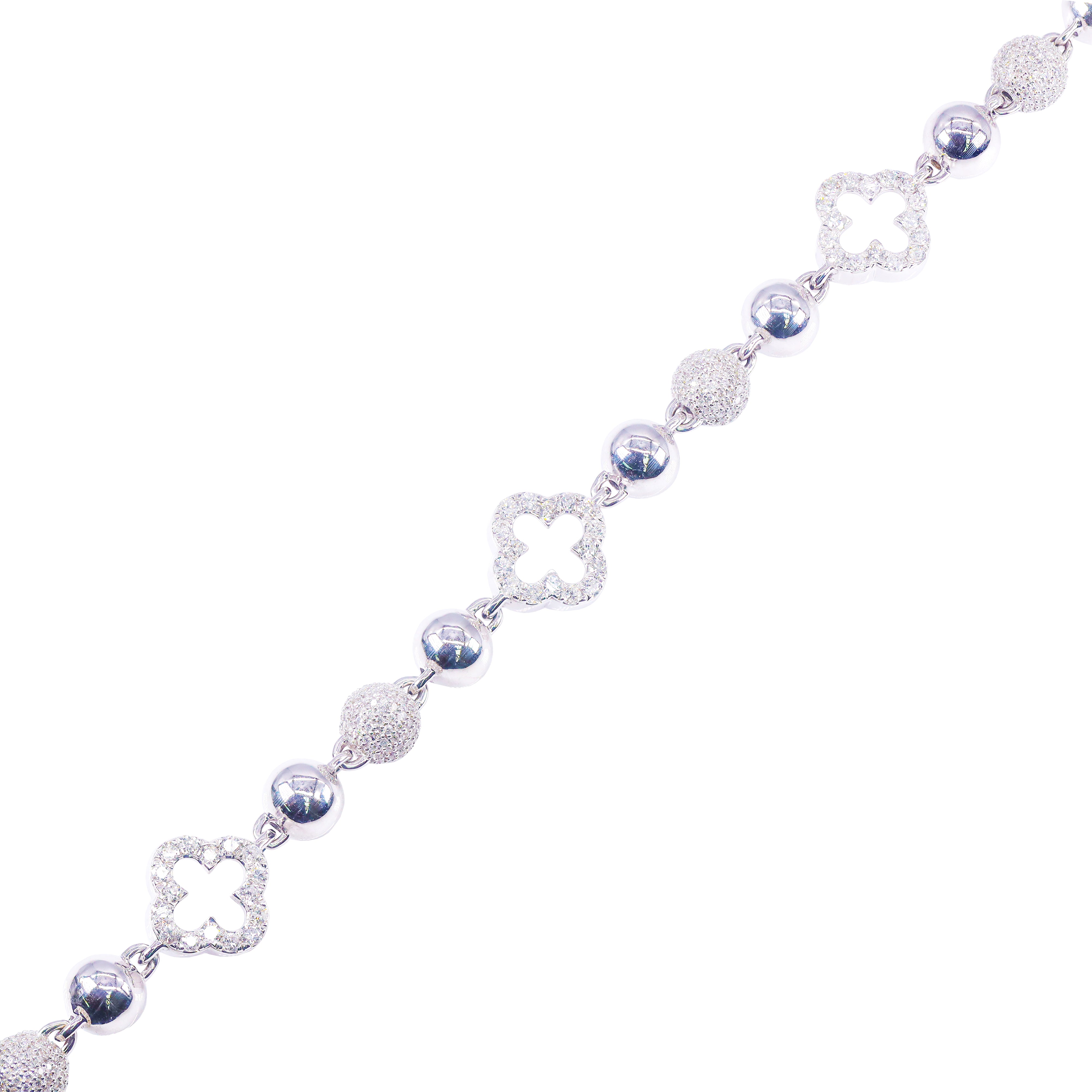 Clover/Infinity Ball Link Diamond & Gold Bracelet