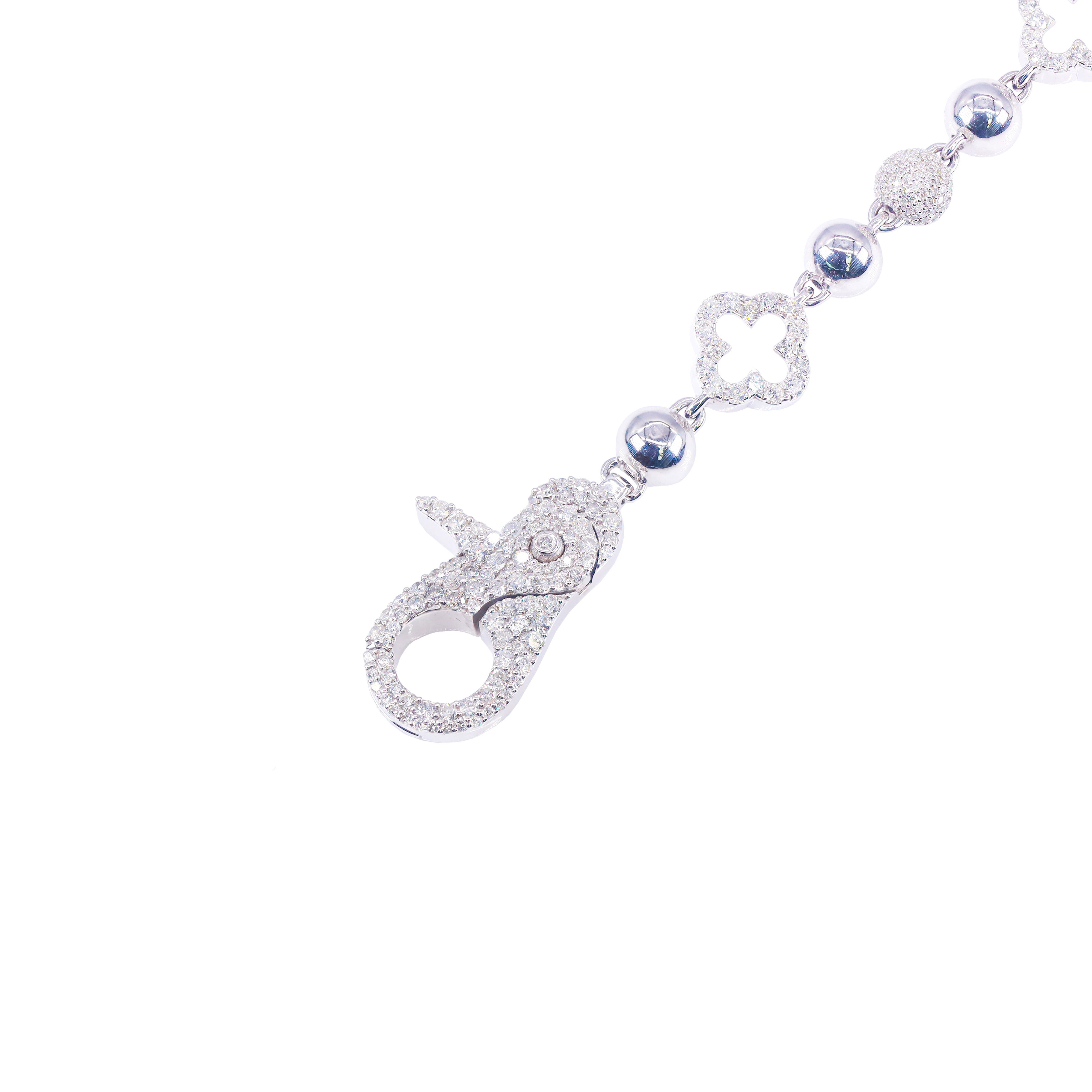 Clover/Infinity Ball Link Diamond & Gold Bracelet