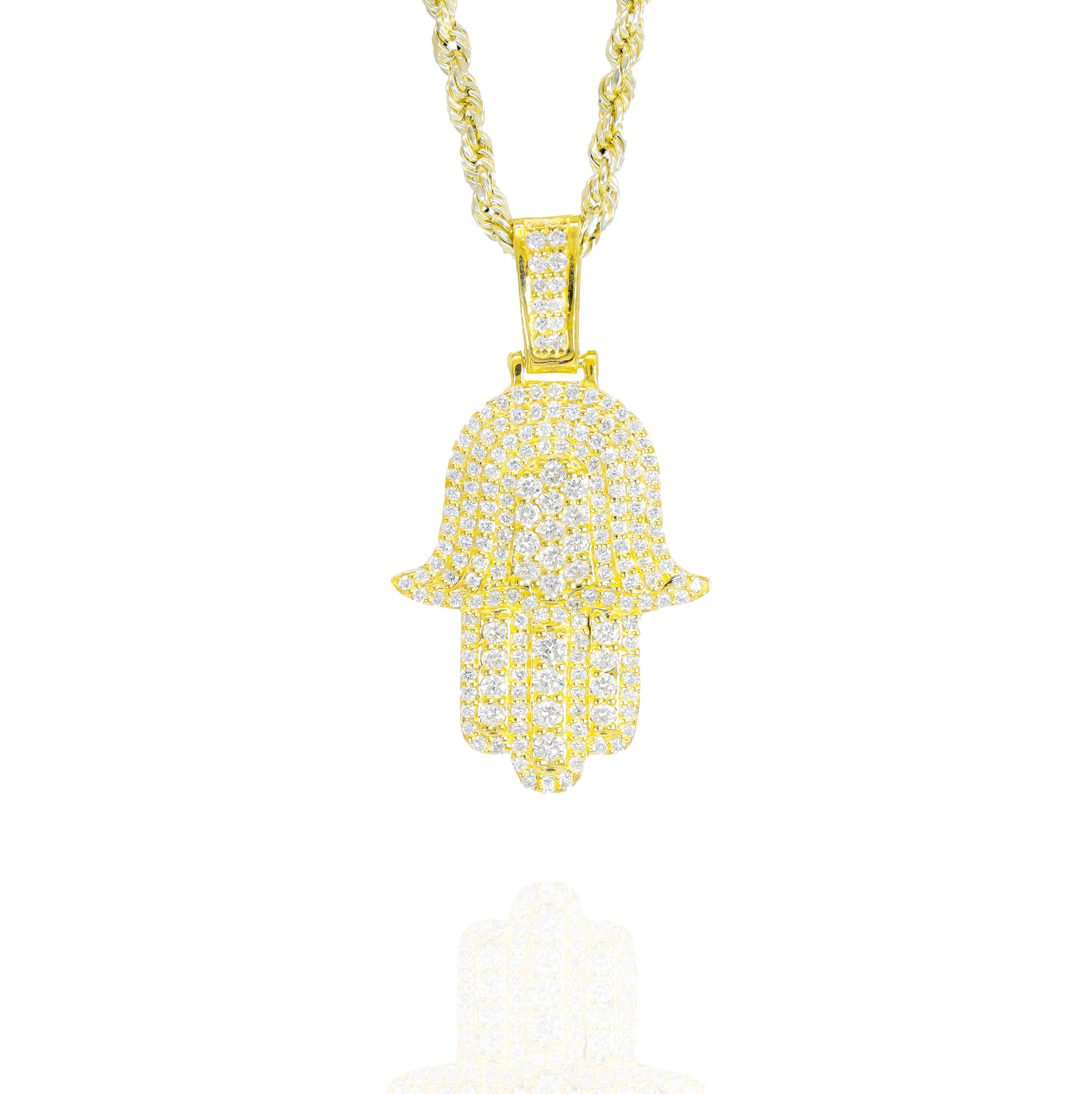 Hamza Hand With Big Pointers Diamond Pendant