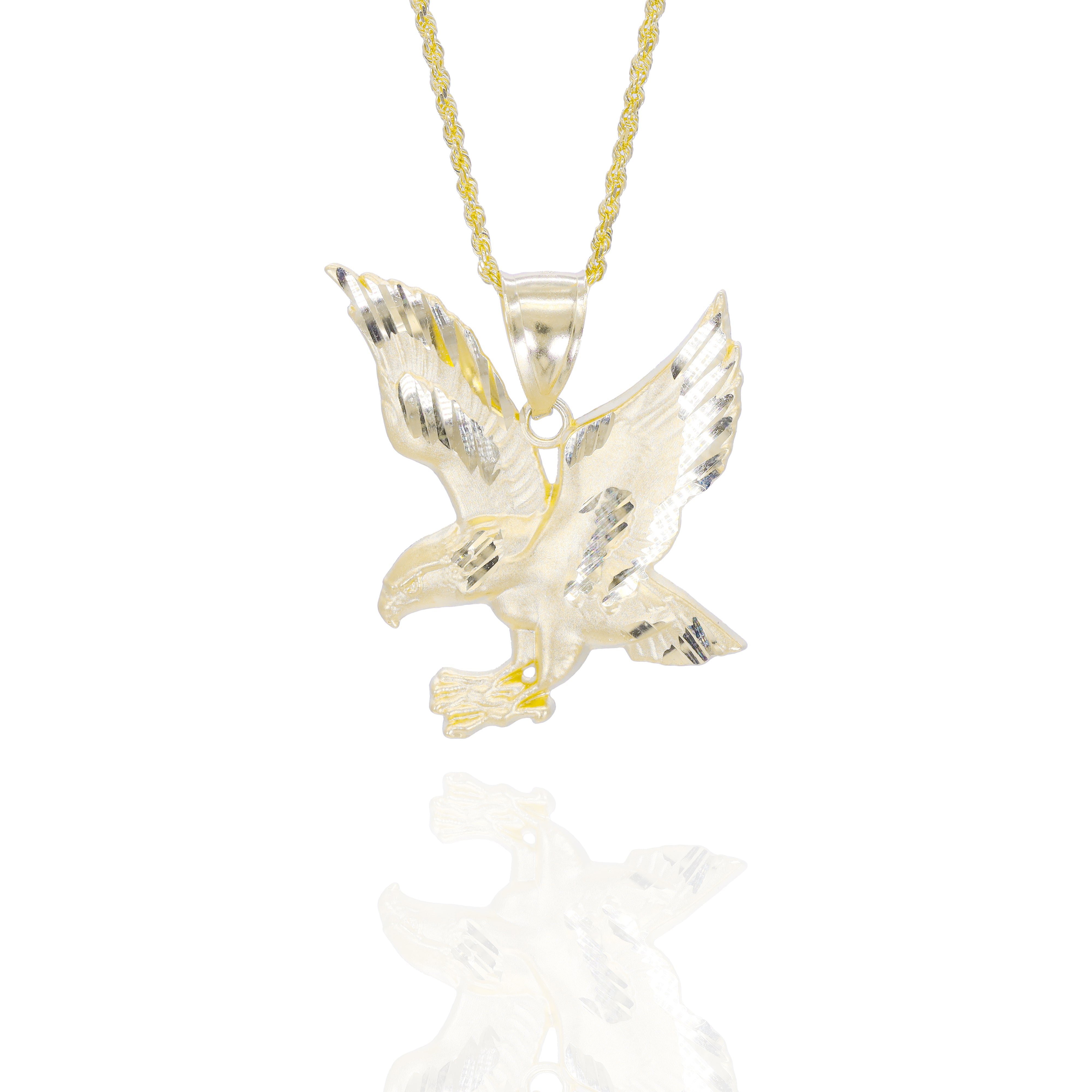 Soaring Eagle Gold Pendant with Diamond Cut