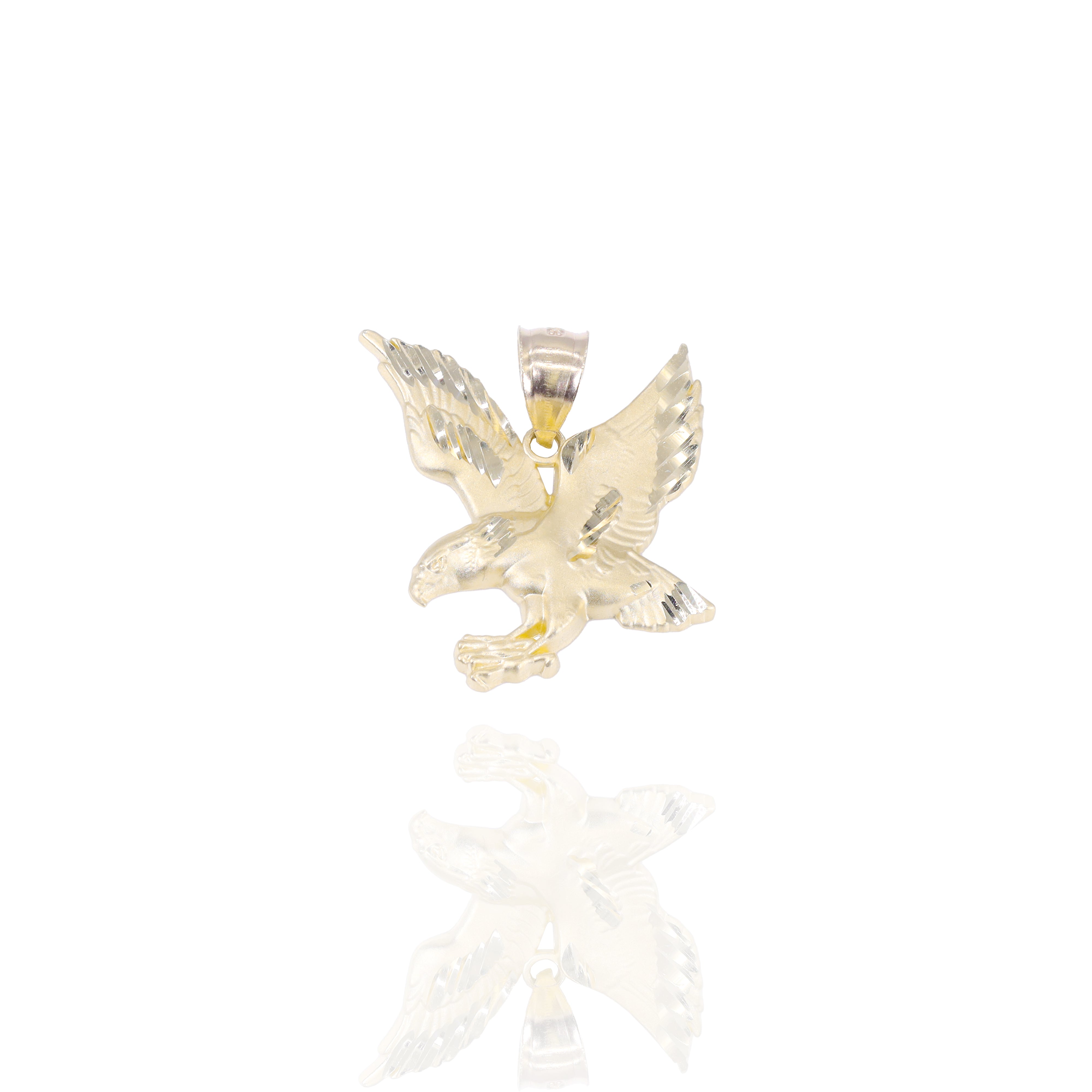 Soaring Eagle Gold Pendant with Diamond Cut